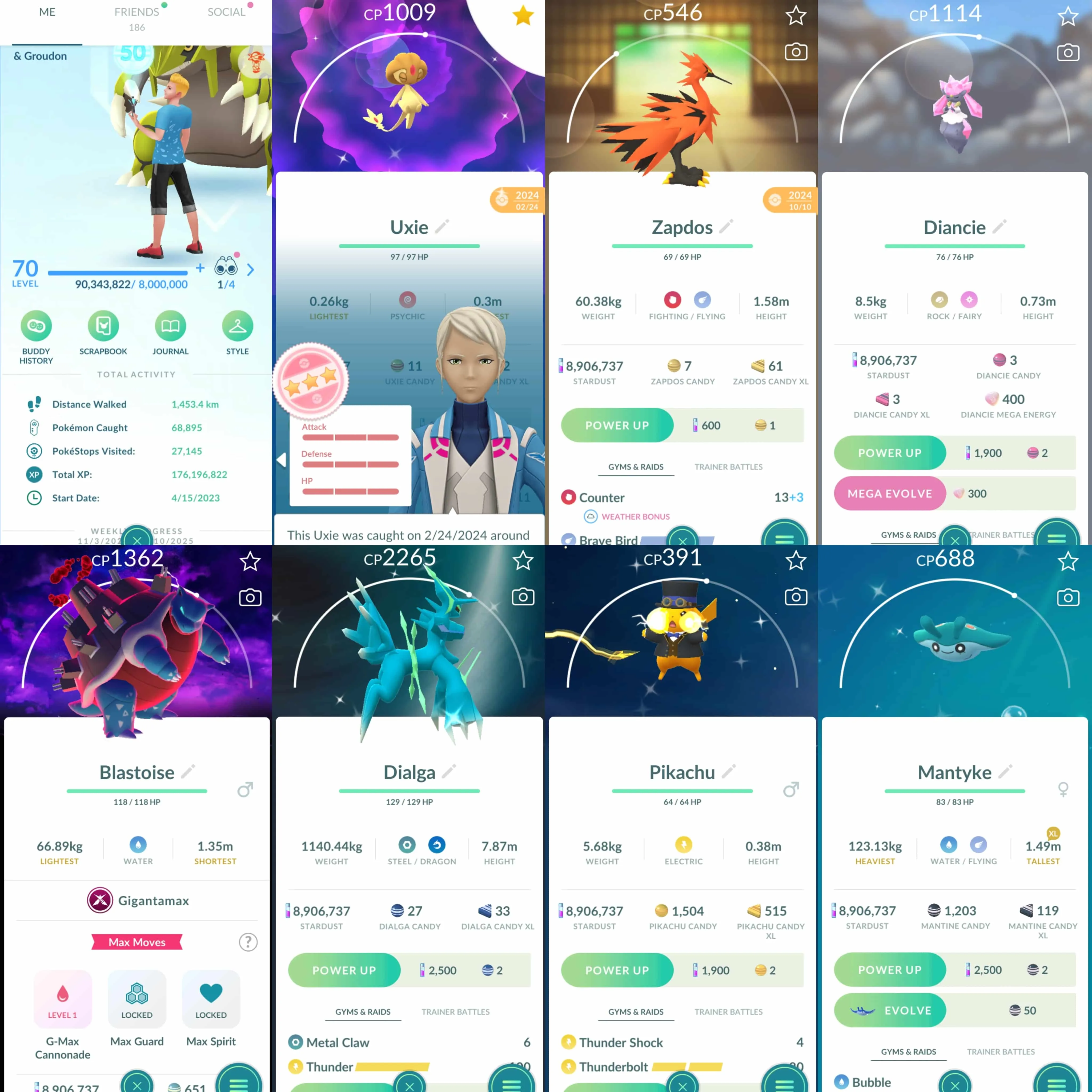 1835 Level 70 Legacy 50. Eternatus 15/10/13 Shundo Metagross Shundo Uxie Shiny: Mantyke, Absol, Haxorus, Deoxys, shadow Ho-Oh, Primal Kyogre, Primal Groudon, Mega Gallade, Dialga Origin, Palkia Origin, shadow regigigas, Giratina