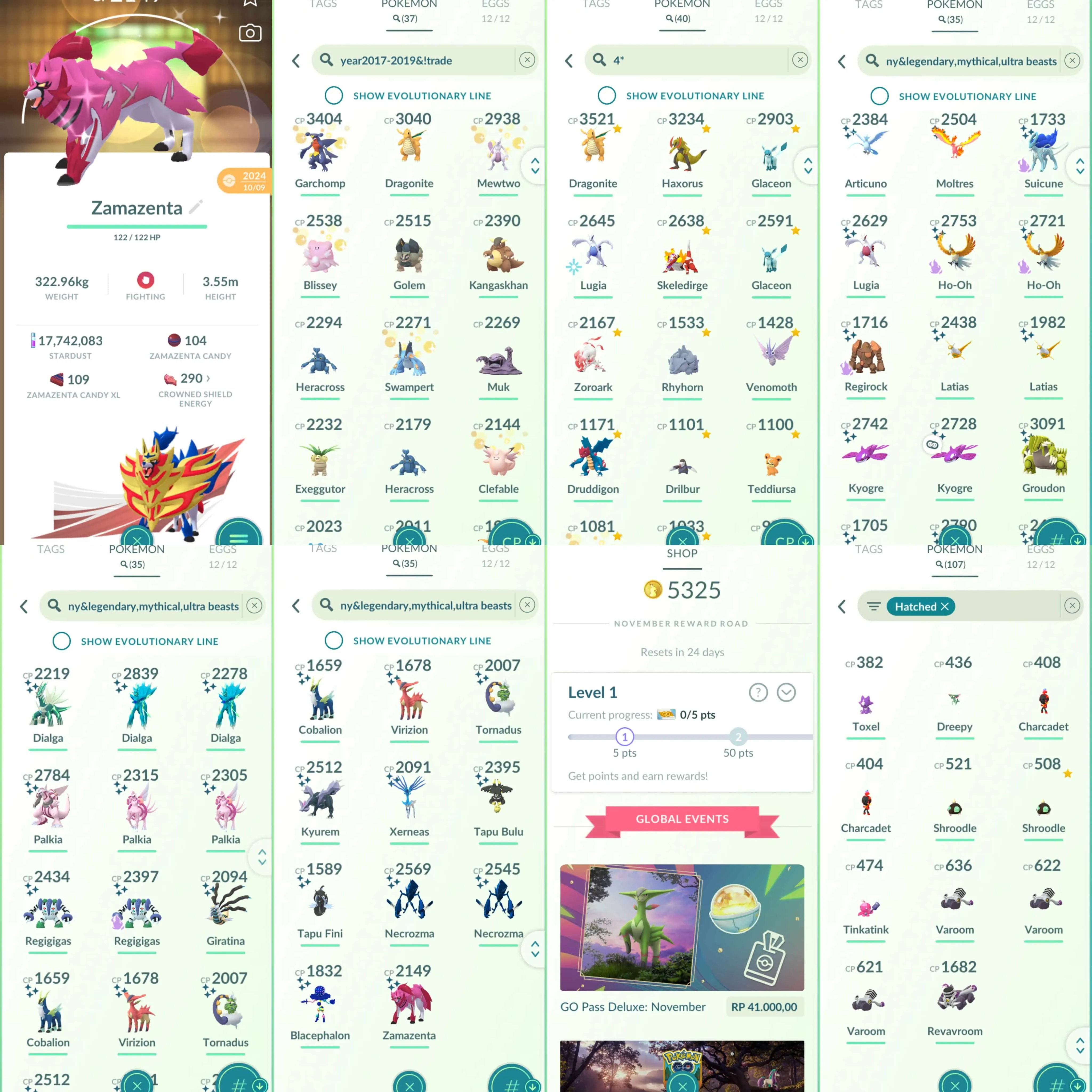 1836 Level 70 Legacy 50. Coin5325 Shiny Gimmighoul BG Shiny Pikachu Osaka BG Shiny Mega: Kangaskhan, Gyarados, Heracross, Mawile, Sharpedo, Camerupt, Absol, Latias, Lucario