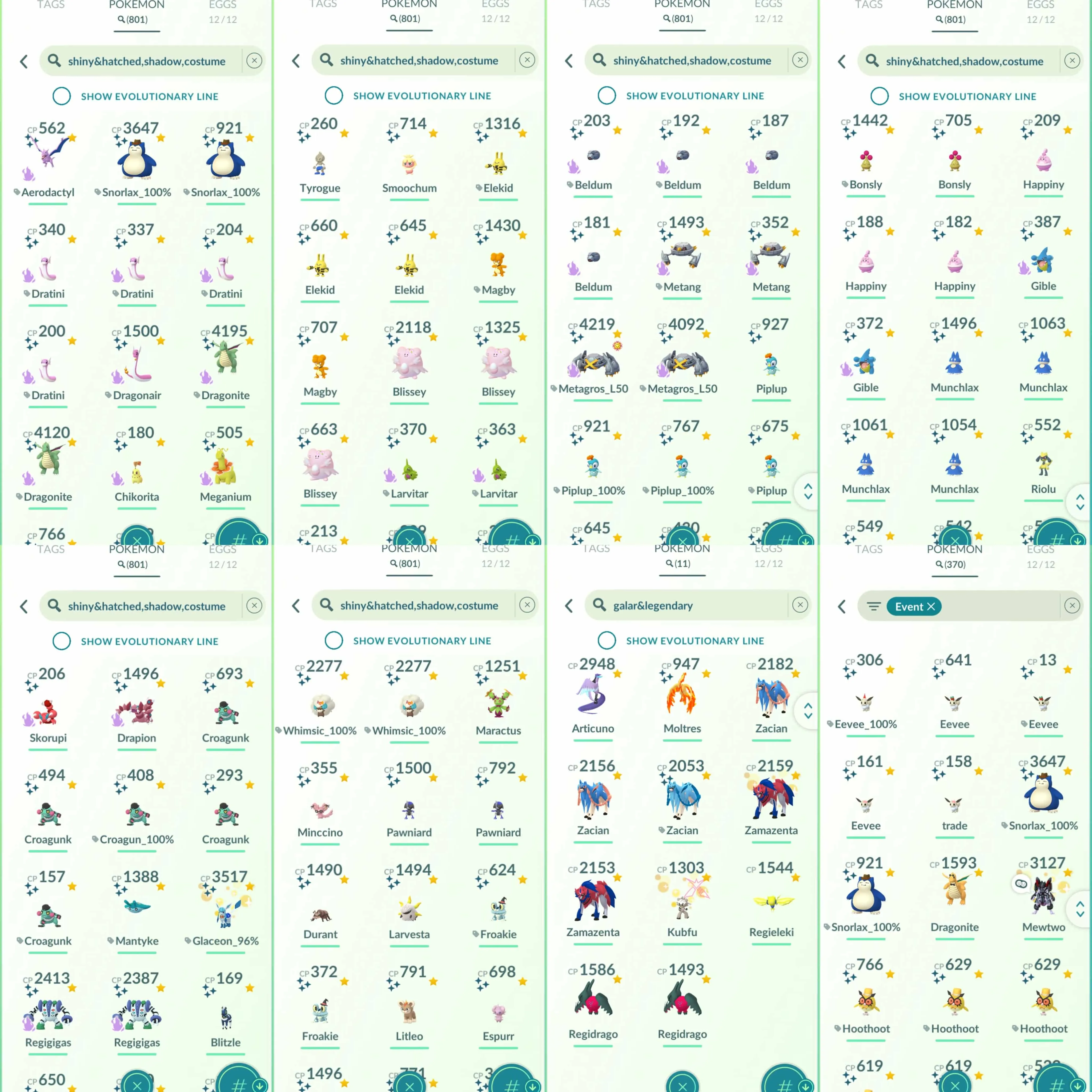 1837 Level 70 Lucky Armored Mewtwo x1 Shiny Mew Quest Shiny Celebi Quest Shiny Jirachi Quest Shiny Shaymin Shiny Meloetta Hundo (4*): 1457 Shundo (shiny+4*): 1288