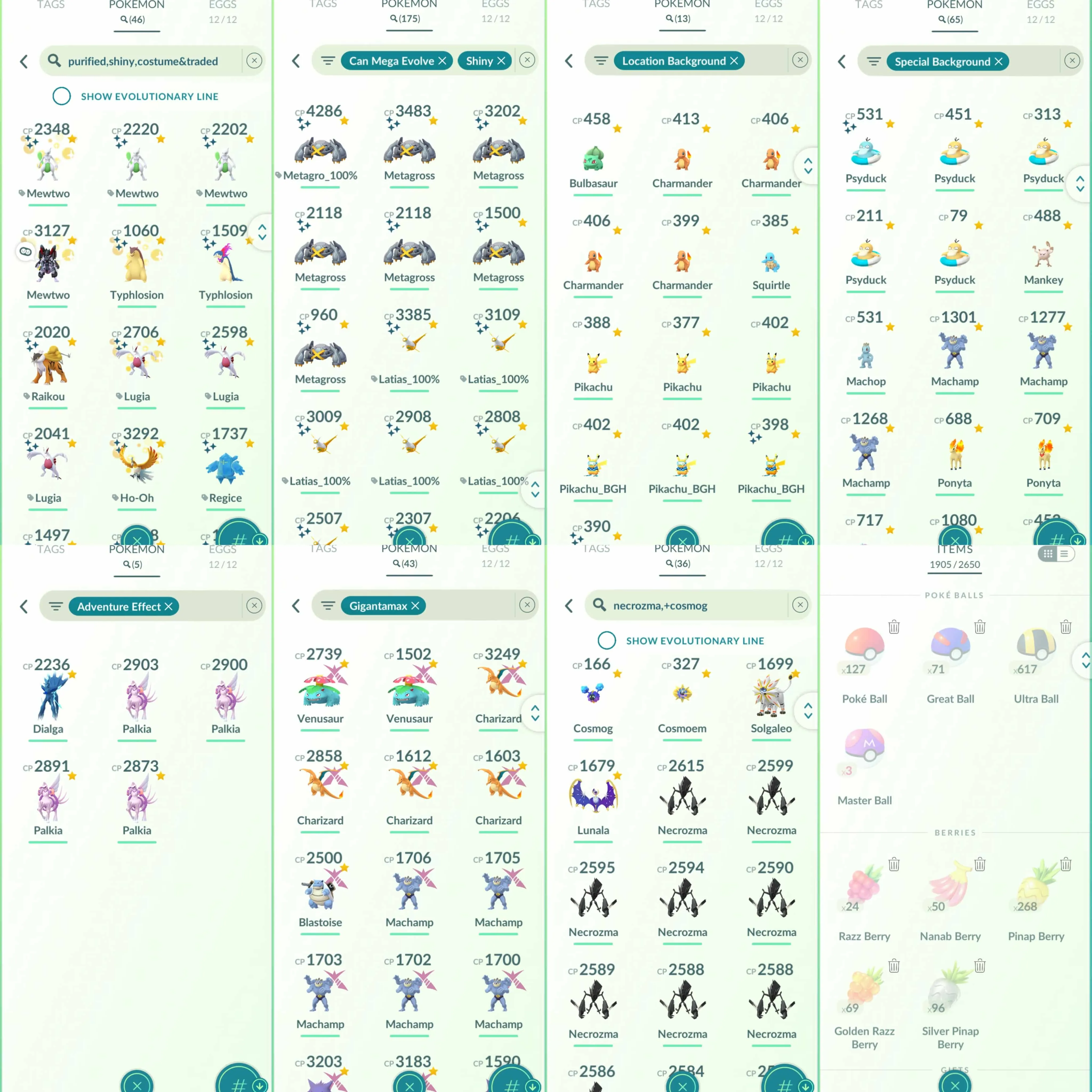 1837 Level 70 Lucky Armored Mewtwo x1 Shiny Mew Quest Shiny Celebi Quest Shiny Jirachi Quest Shiny Shaymin Shiny Meloetta Hundo (4*): 1457 Shundo (shiny+4*): 1288