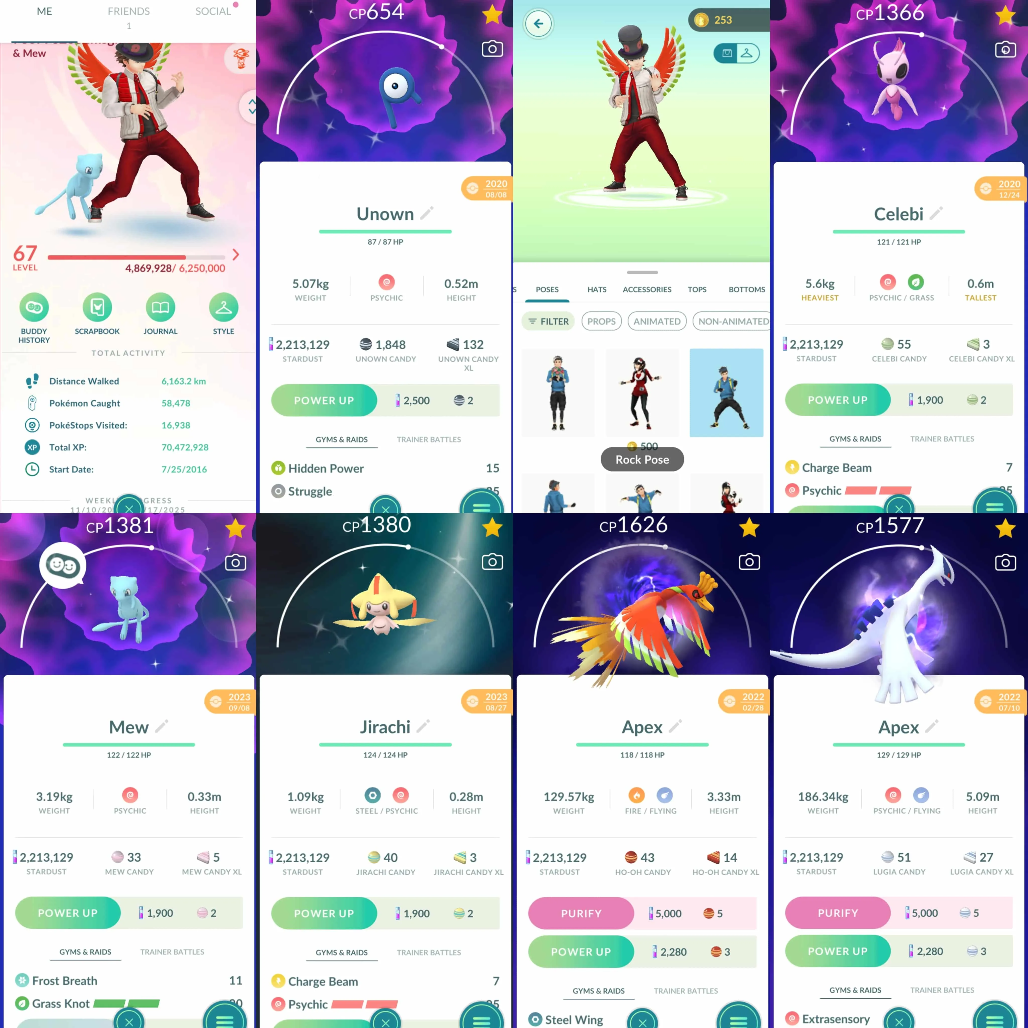 1839 Level 67 2016. Shadow Apex Ho-Oh Shadow Apex Lugia Shiny Mew Shiny Pikachu Libre (traded) Shiny Celebi Shiny Jirachi Shiny Mewtwo Mewtwo100 Shiny Lucky Primal Kyogre Shiny Primal Groudon