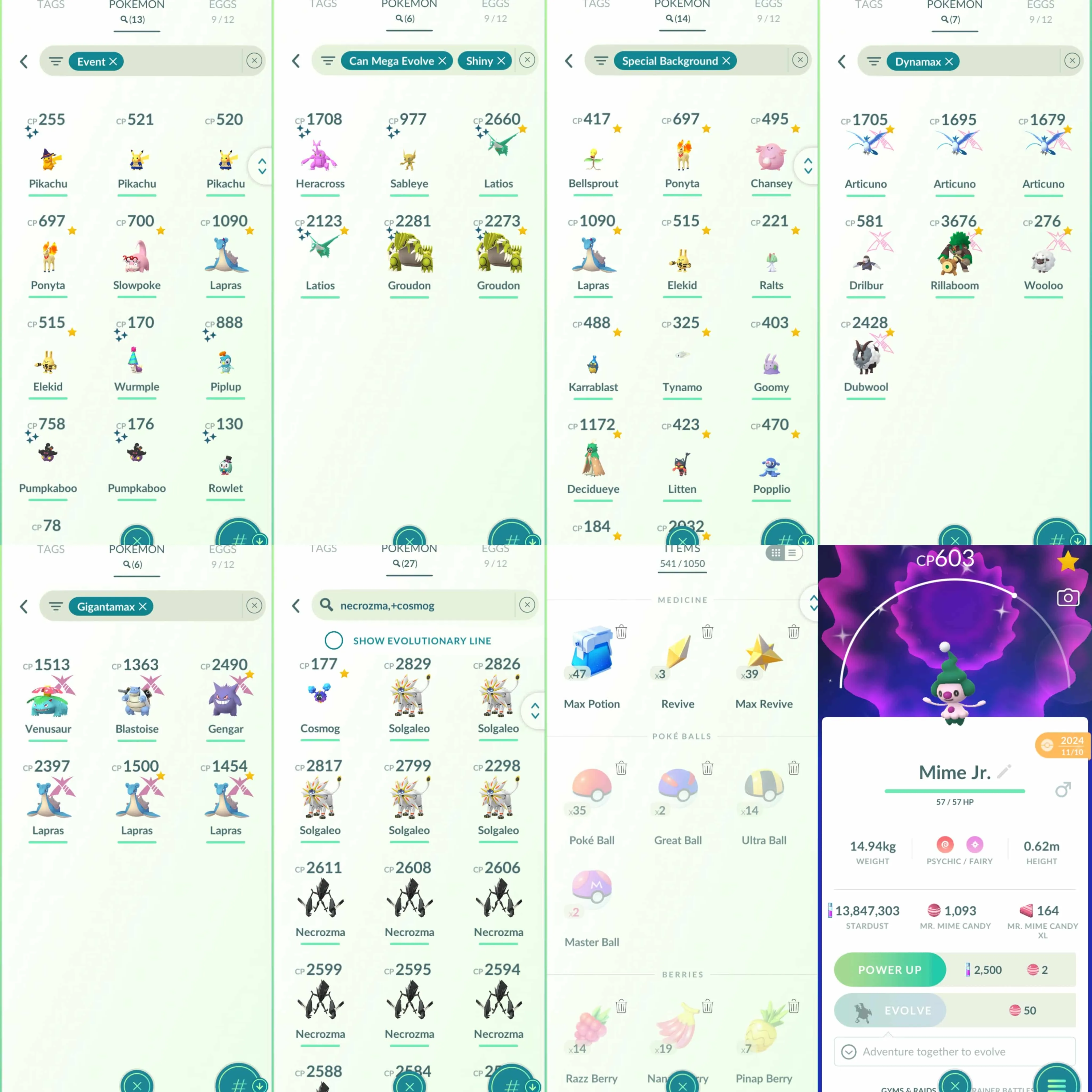 1841 Level 70 Shiny Shadow Mewtwo Shiny Shadow Suicune Shiny Mega Latios Shiny Primal Groudon Shiny Mega Heracross Shiny Mime Jr. Shiny Tyrogue