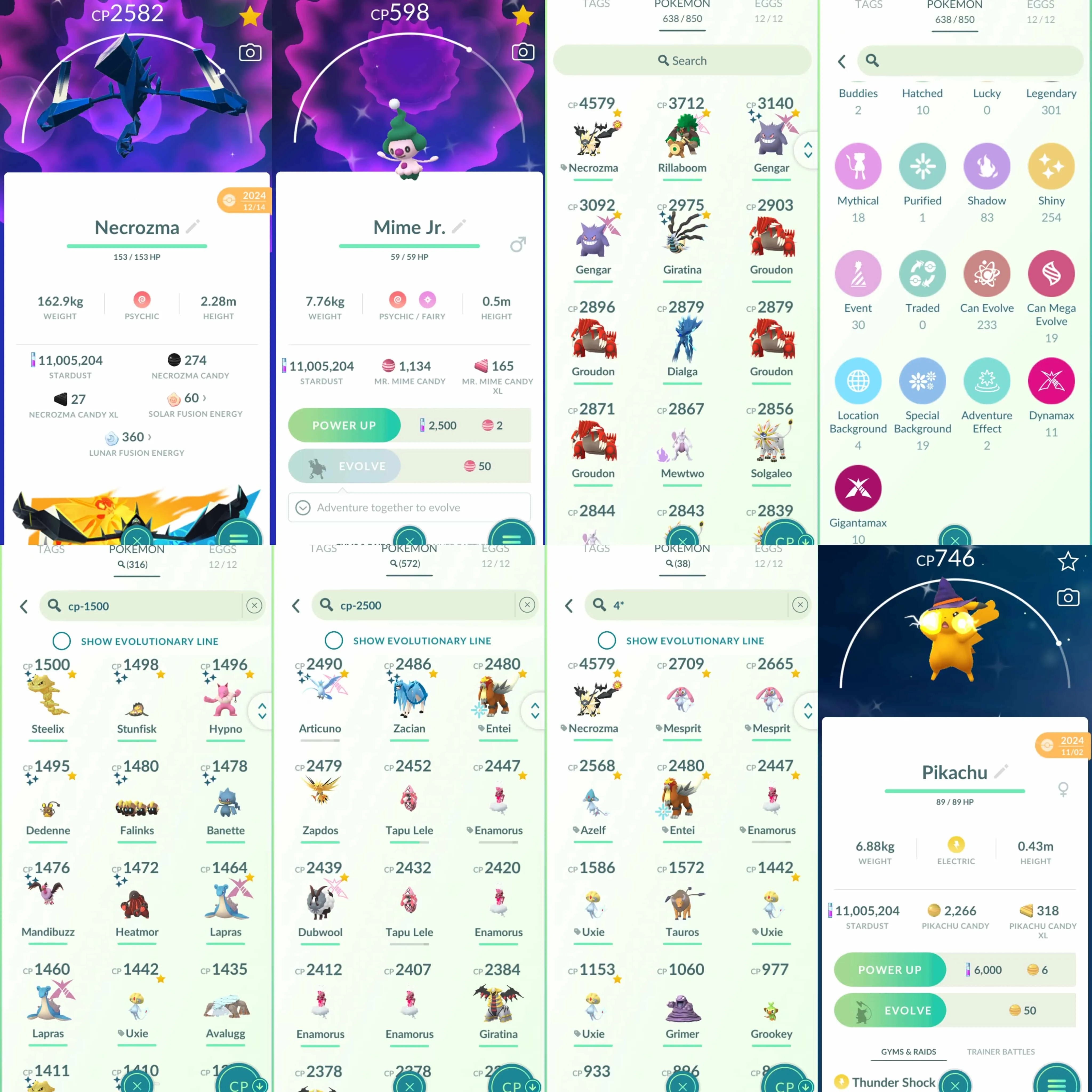 1843 Level 70 Dusk Mane Necrozma100 Enamorus100 Shiny GMax Gengar Shiny Mega Rayquaza Shiny DMax Articuno Shiny Mime Jr. Shiny Pikachu Witch Hat