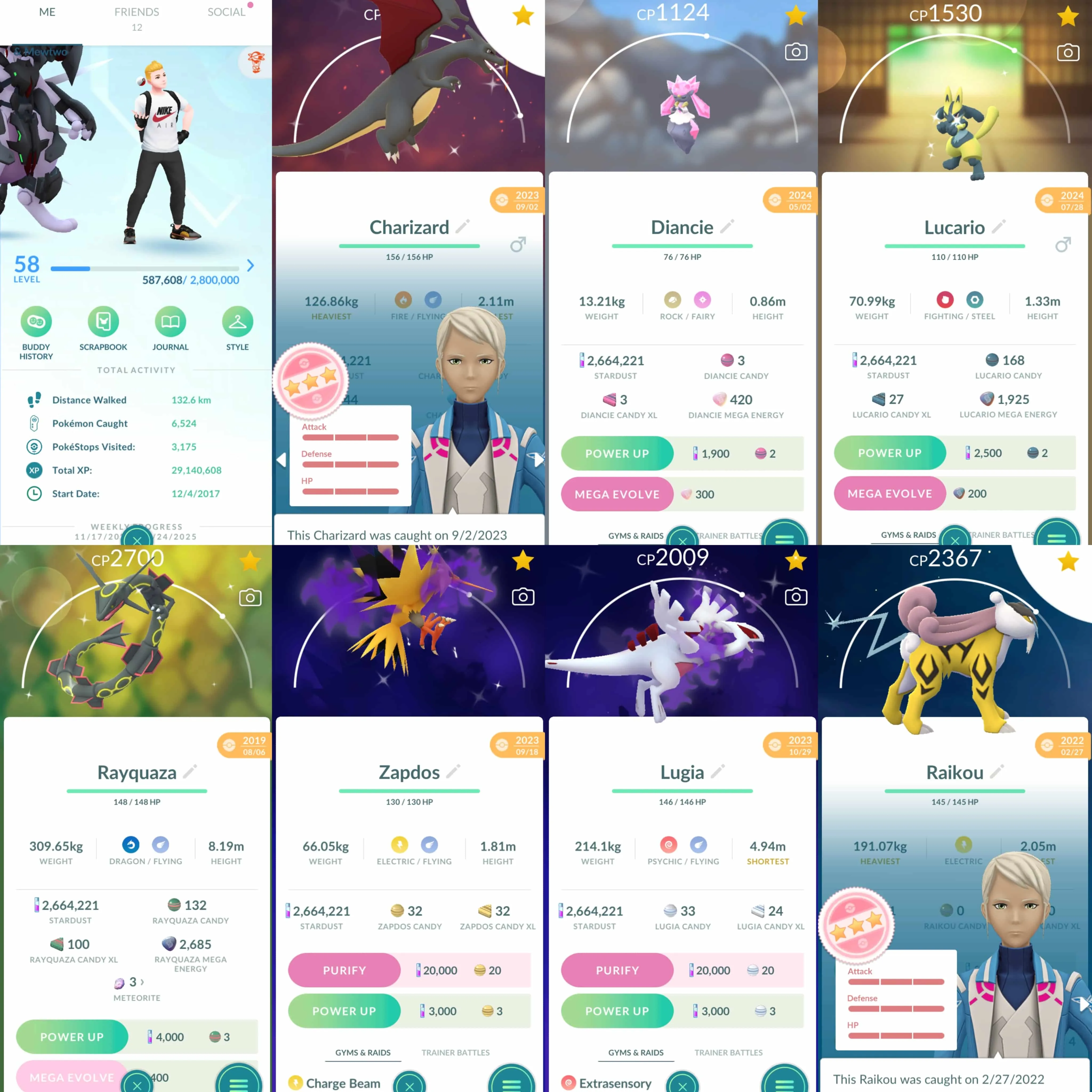 1856 Level 58 2017. Armored Mewtwo x2 tradeable Nike outfit Shiny Mega Rayquaza Shundo: Charizard, Blastoise, Eevee, Typhlosion, Feraligatr, Salamence