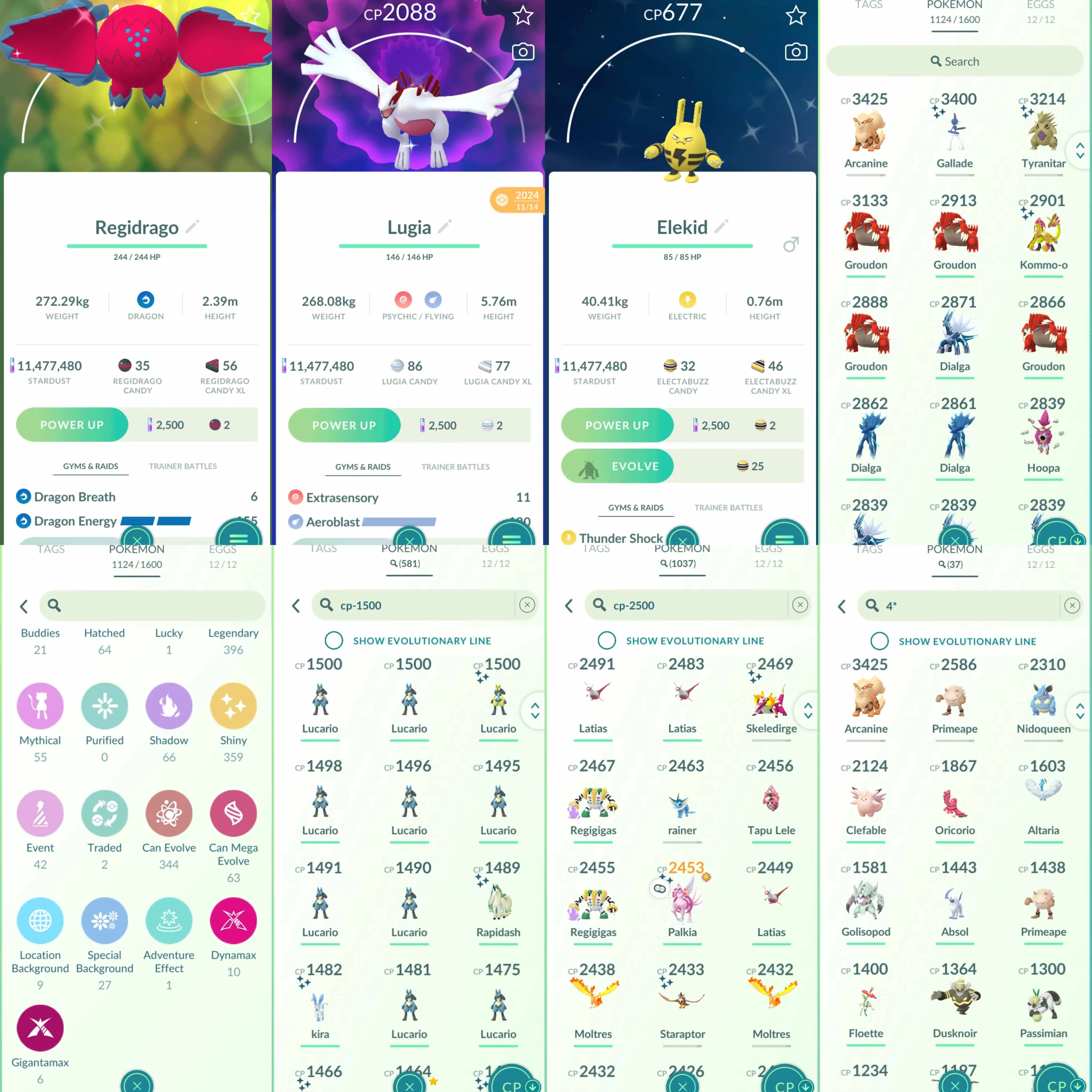 1861 Level 70 Shiny GMax Snorlax Shiny Mega Lucario Shiny Mega Latios Shiny: Latios, shadow Ho-Oh, Regice, Kyogre, Deoxys, Mesprit, Palkia