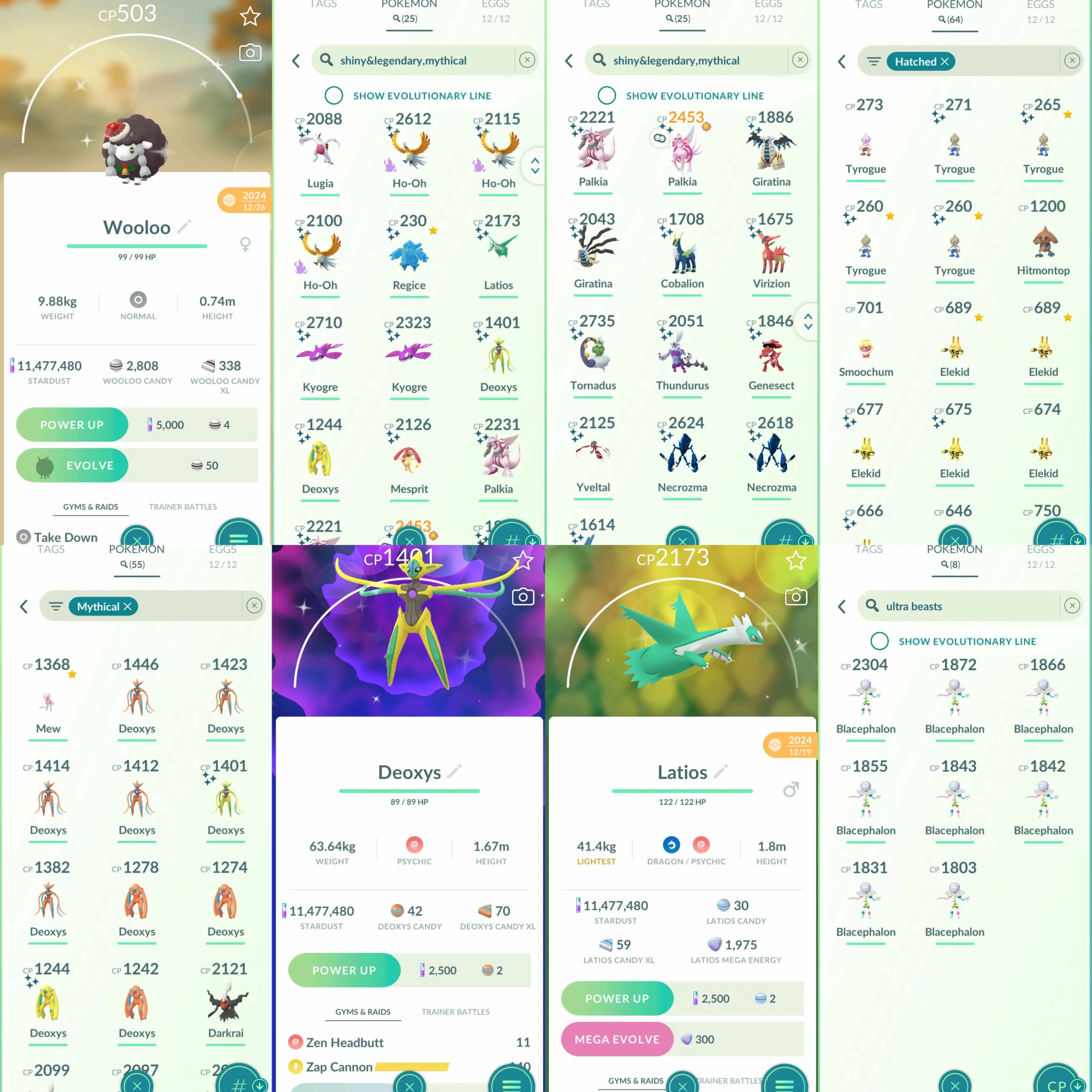 1861 Level 70 Shiny GMax Snorlax Shiny Mega Lucario Shiny Mega Latios Shiny: Latios, shadow Ho-Oh, Regice, Kyogre, Deoxys, Mesprit, Palkia