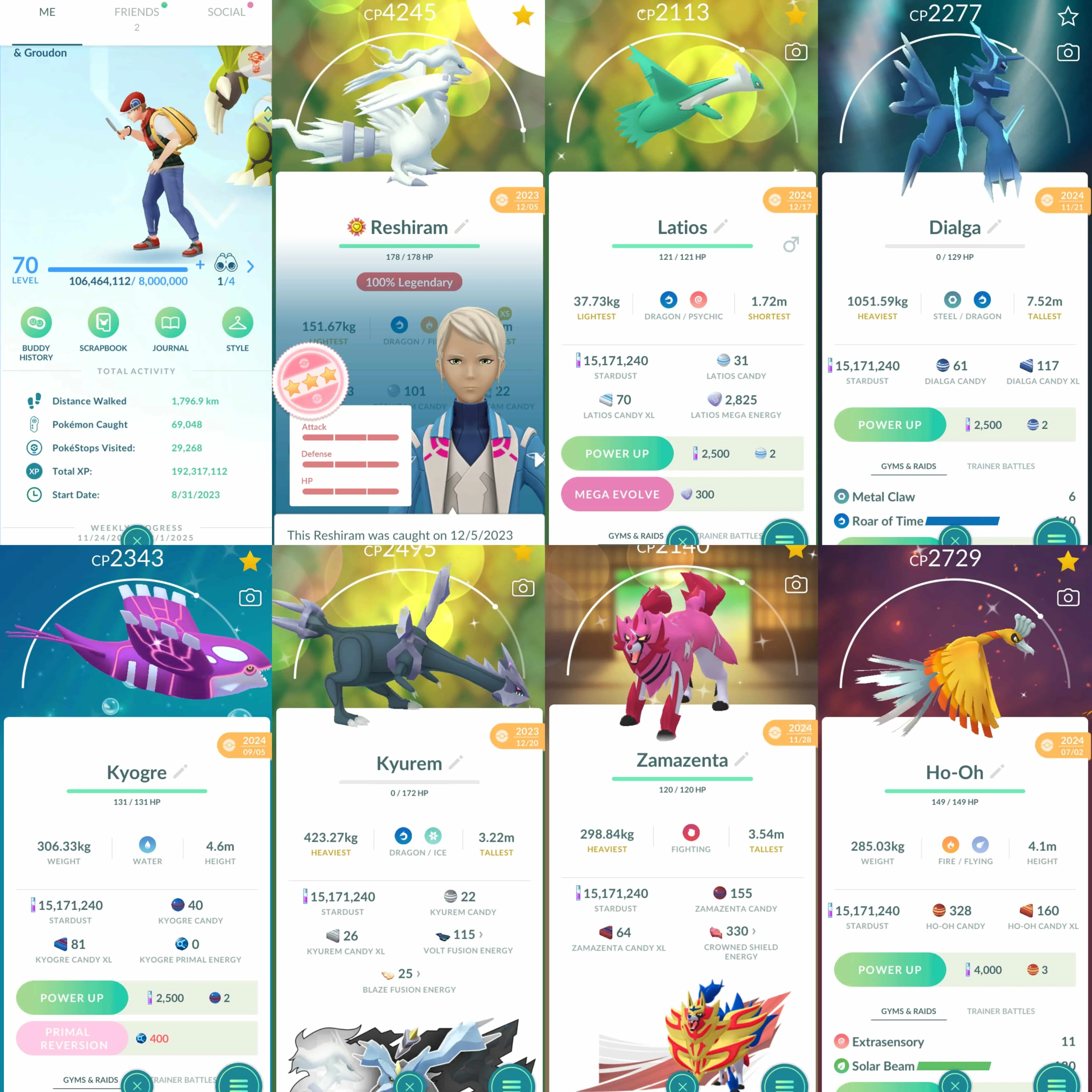 1865 Level 70 Legends100x9 Reshiram100 Raikou100 Entei100 Suicune100 Giratina100 Shiny Mega Latios Shiny Mega Absol Shiny: shadow Raikou, shadow Entei