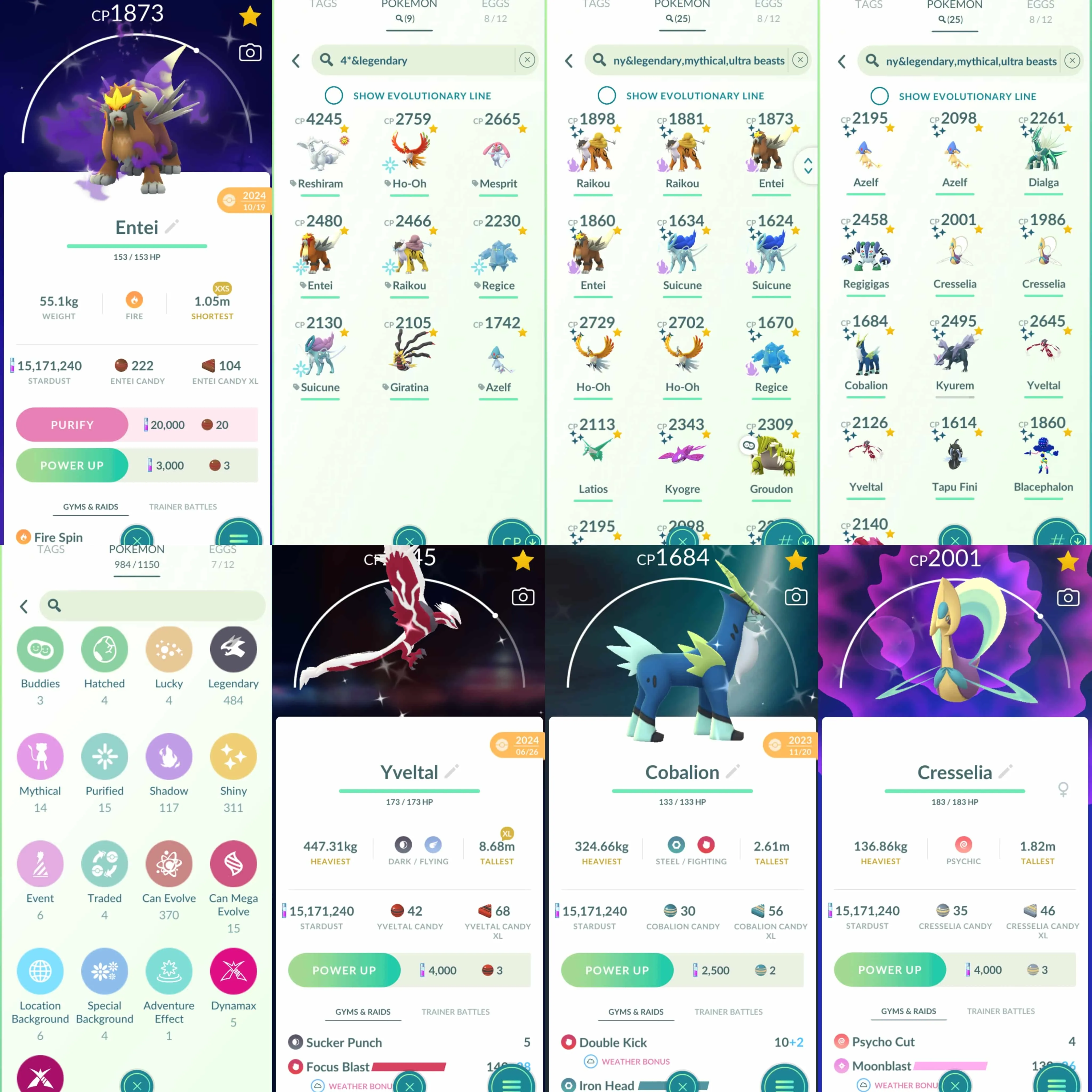 1865 Level 70 Legends100x9 Reshiram100 Raikou100 Entei100 Suicune100 Giratina100 Shiny Mega Latios Shiny Mega Absol Shiny: shadow Raikou, shadow Entei