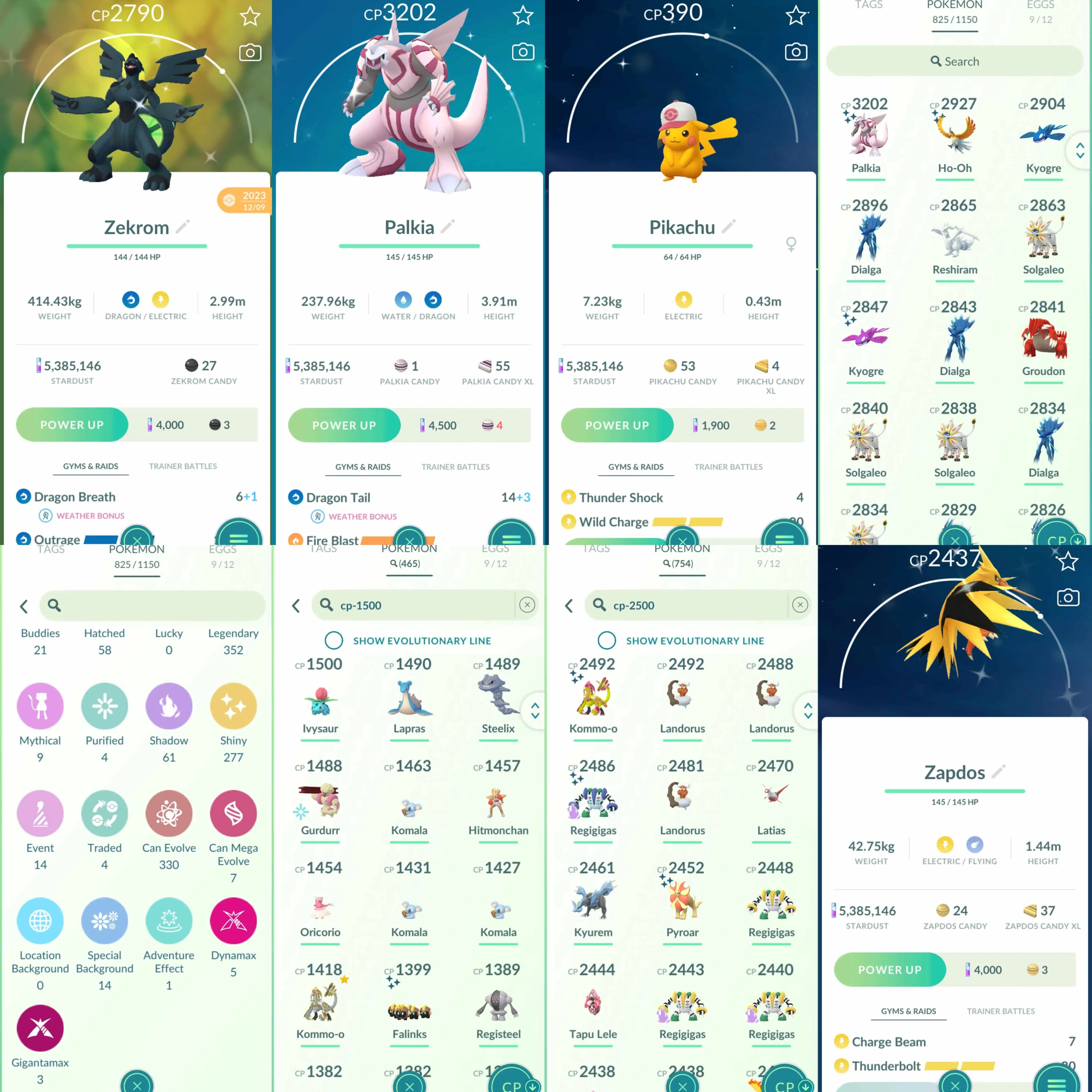 1874 Level 70 Shiny Mega Latias Shiny Charizard Shiny Darkrai Shiny Zekrom Shiny Kyurem Shiny Zacian Shiny: Articuno, Zapdos, Ho-Oh, Registeel, Kyogre