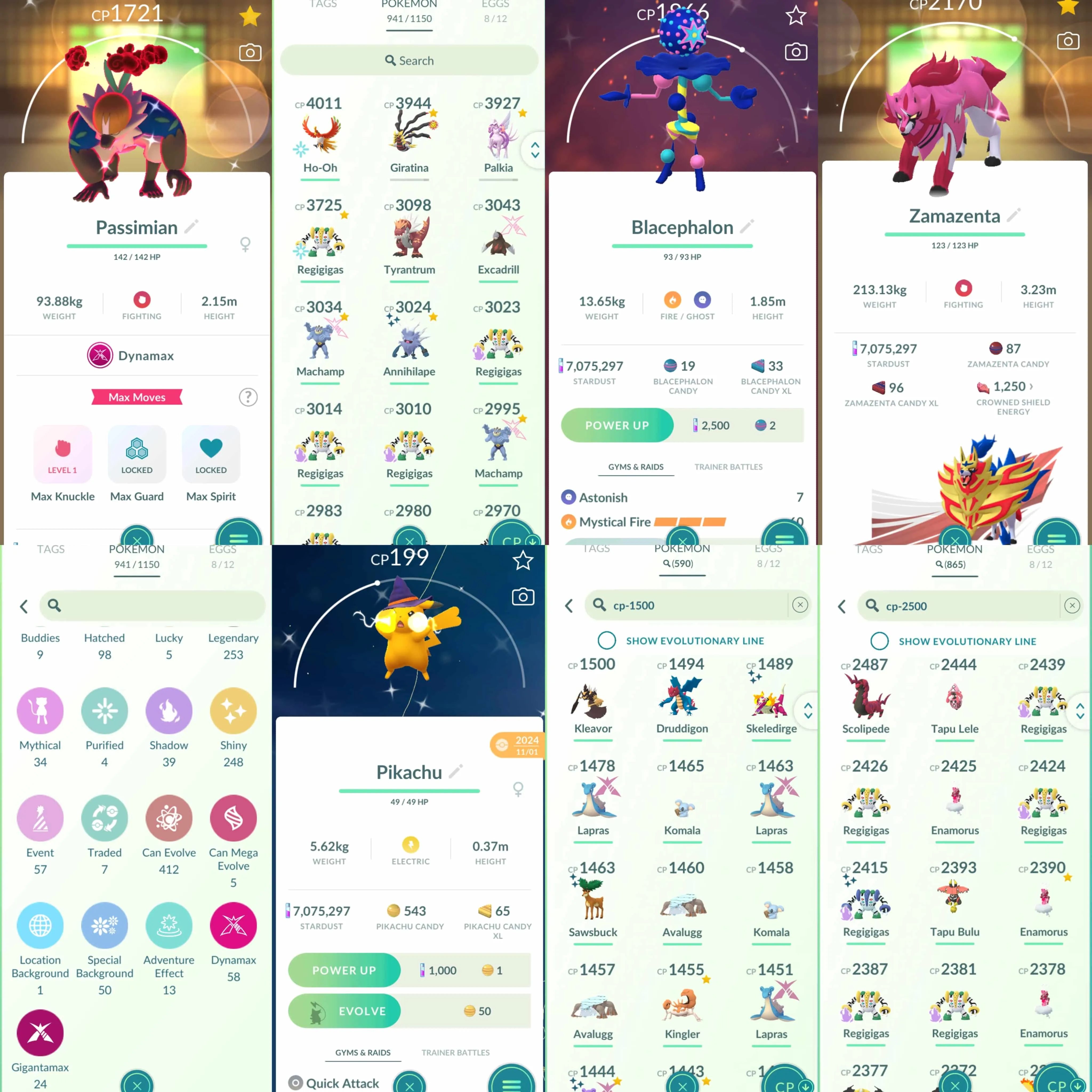 1877 Level 70 Eternatus Giratina100 Suicune100 Shiny GMax Lapras Shiny DMax Passimian  Shiny: Zacian, Zamazenta, Blacephalon Regidrago