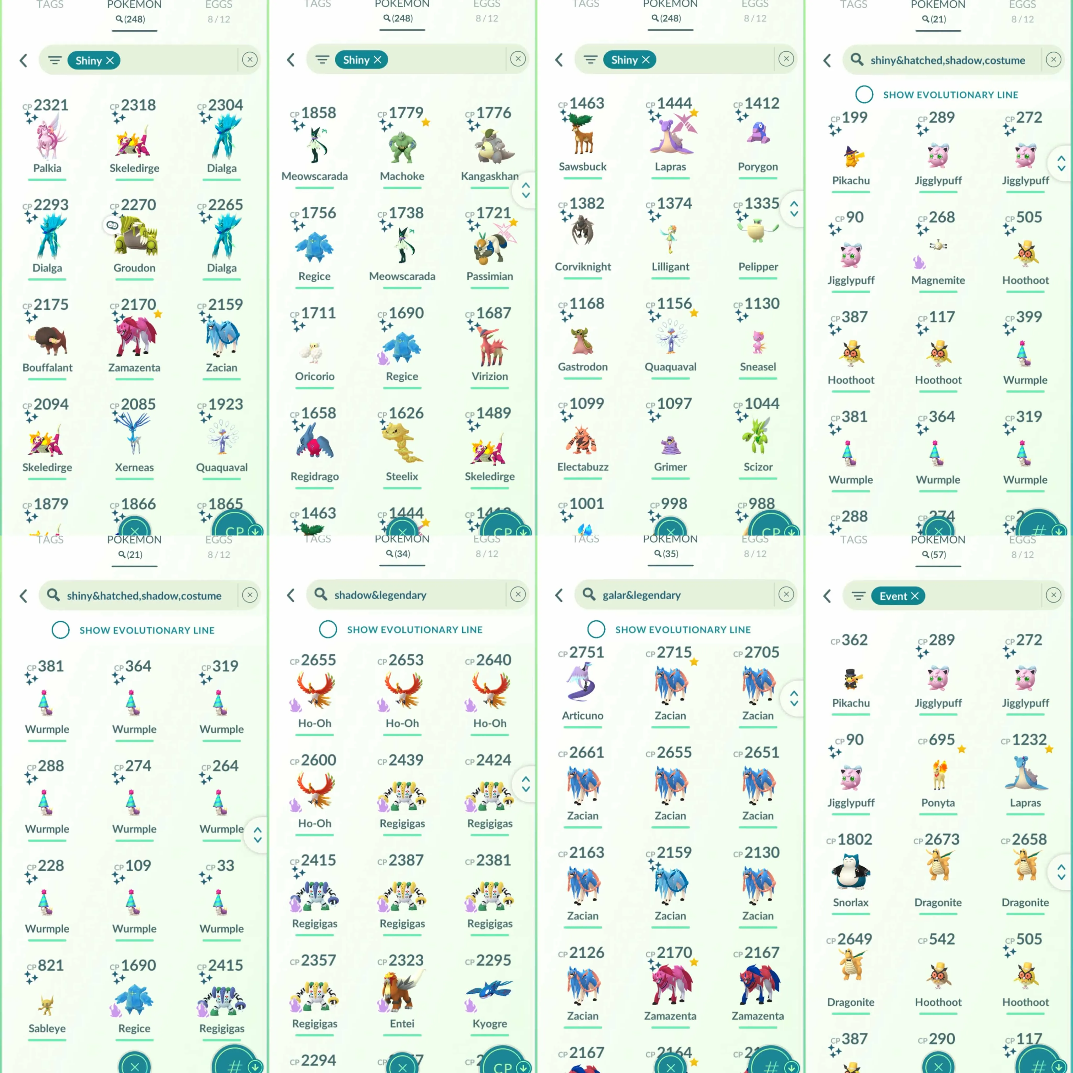 1877 Level 70 Eternatus Giratina100 Suicune100 Shiny GMax Lapras Shiny DMax Passimian  Shiny: Zacian, Zamazenta, Blacephalon Regidrago