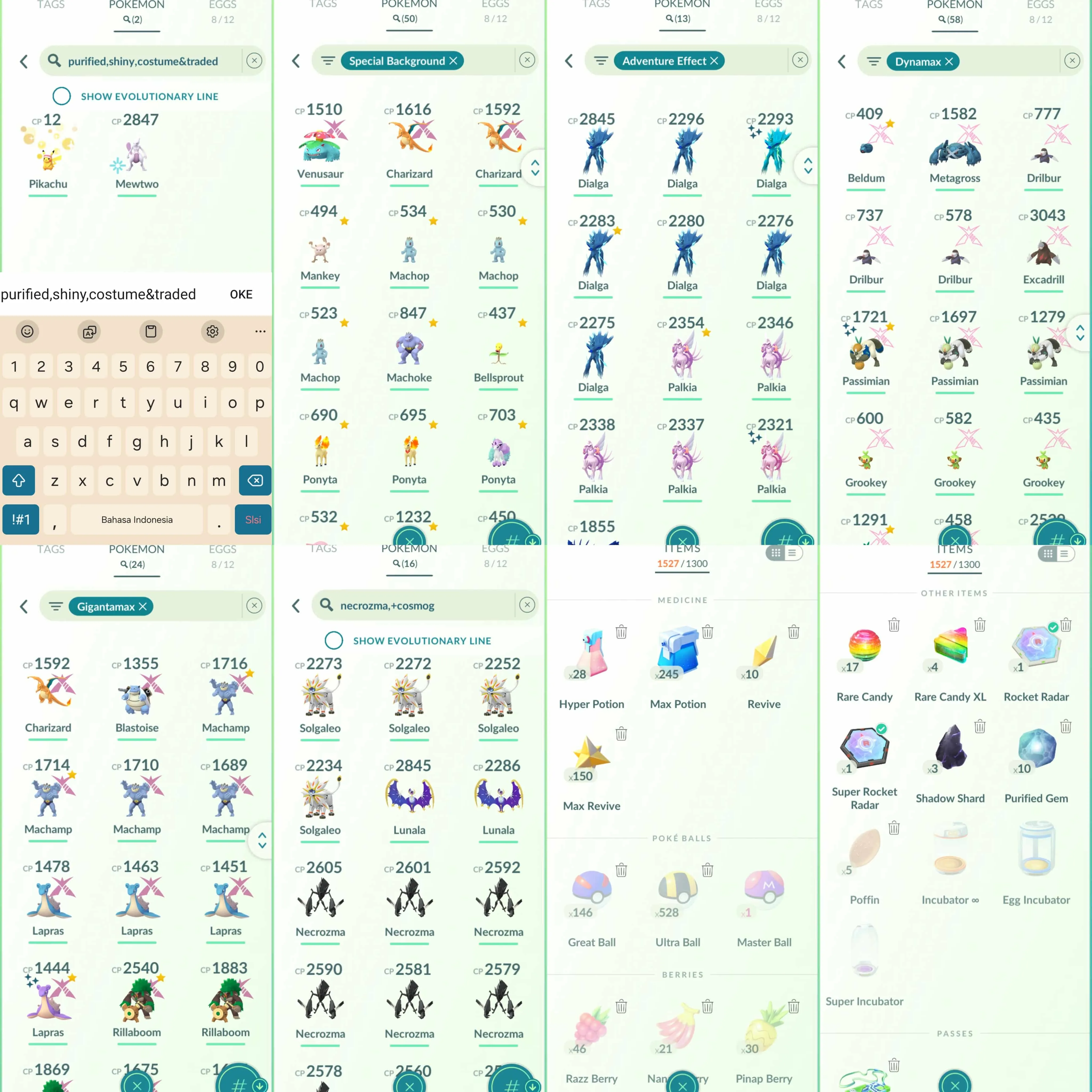 1877 Level 70 Eternatus Giratina100 Suicune100 Shiny GMax Lapras Shiny DMax Passimian  Shiny: Zacian, Zamazenta, Blacephalon Regidrago