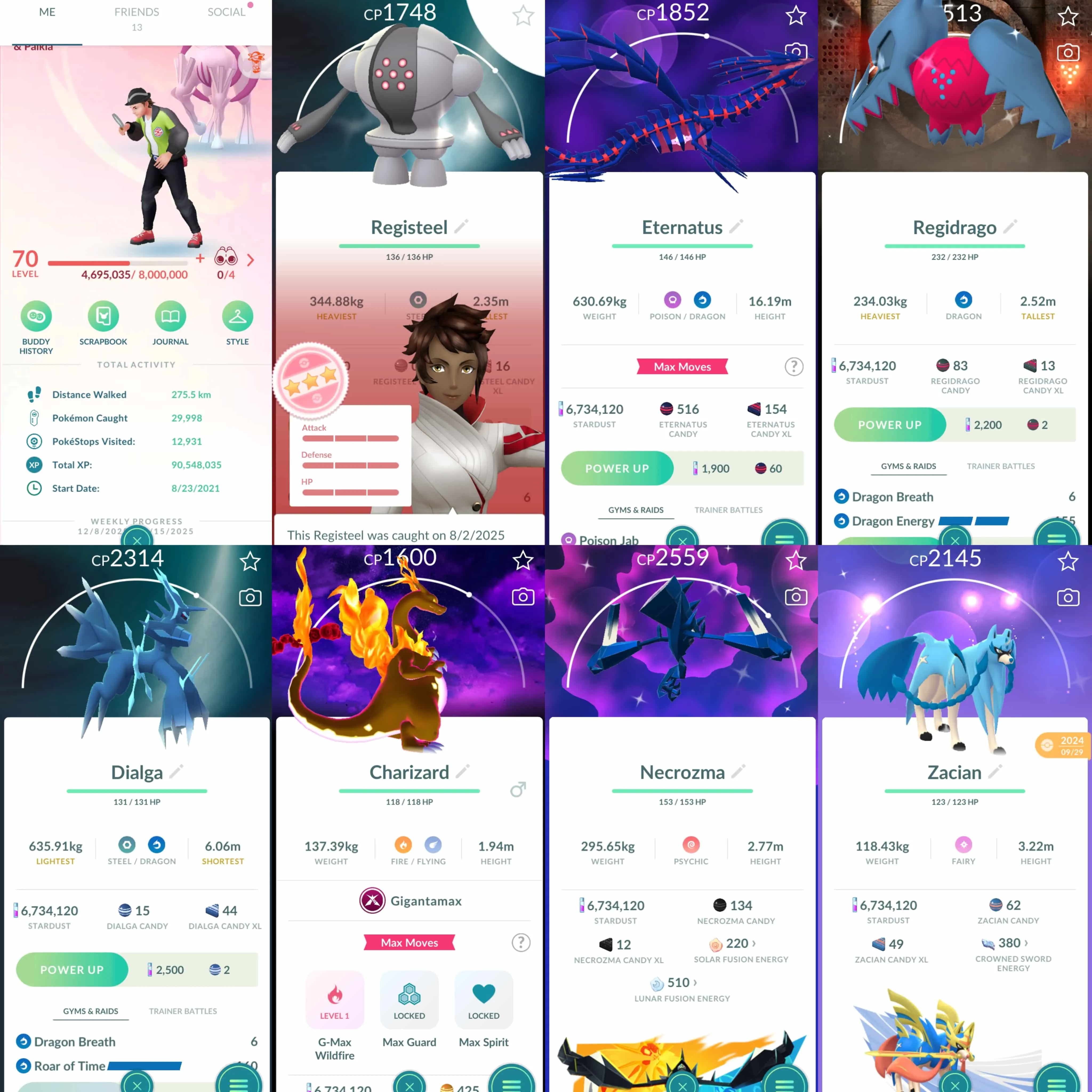 1880 Level 70 Eternatus Shiny GMax Machamp Shiny Regidrago BG Shiny Kyurem Shiny Necrozma Shiny: shadow Entei, Dialga Origin, Palkia Origin, Cobalion