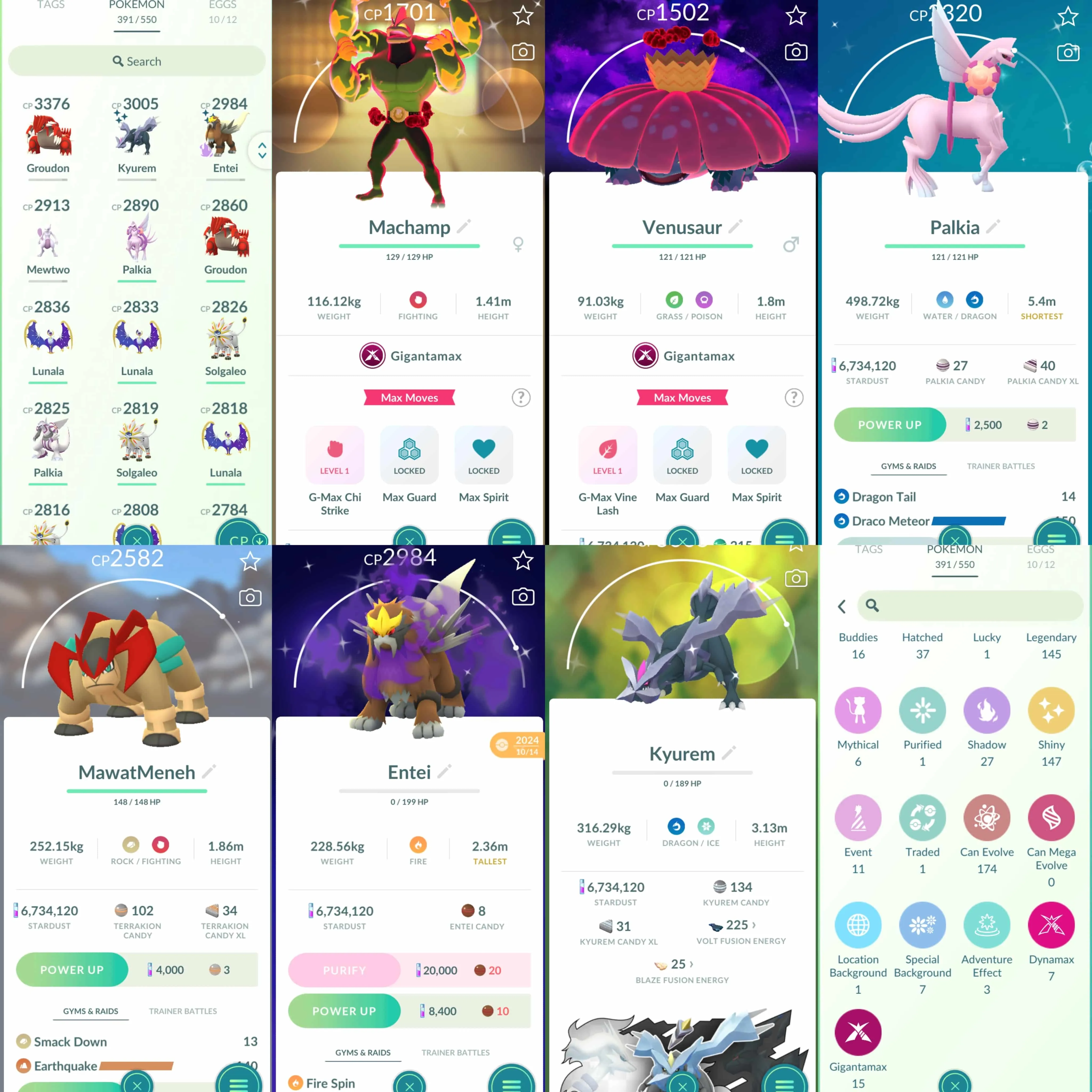 1880 Level 70 Eternatus Shiny GMax Machamp Shiny Regidrago BG Shiny Kyurem Shiny Necrozma Shiny: shadow Entei, Dialga Origin, Palkia Origin, Cobalion