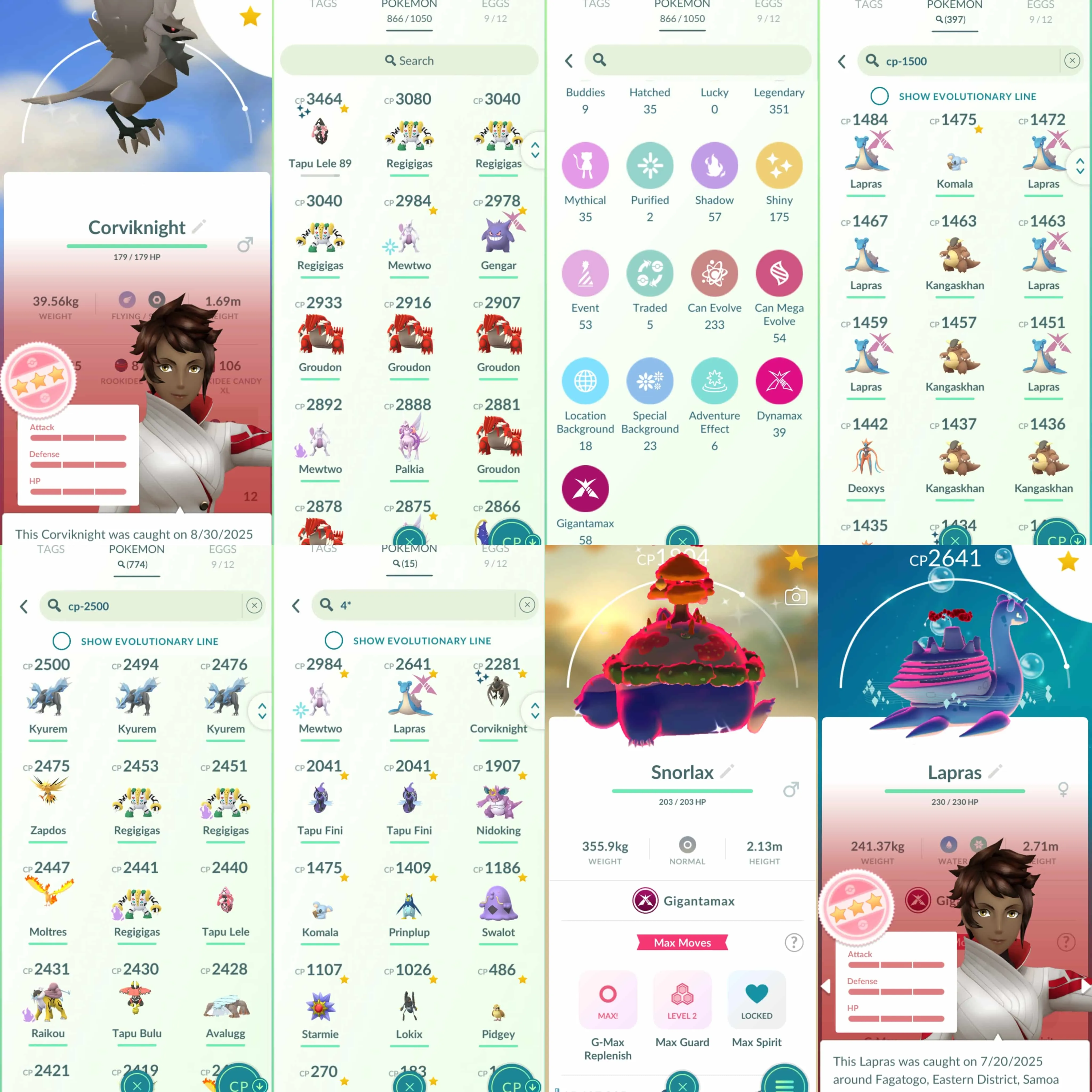 1883 Level 70 Erernatus Mewtwo100 Shiny Rayquaza Shiny Mega GMax Charizard Shiny GMax Snorlax Shiny Dialga Roar of Time Shiny Palkia Spacial Rend Shiny Regidrago BG Shiny Pikachu Osaka BG Shiny Mega Gyarados and Sharpedo