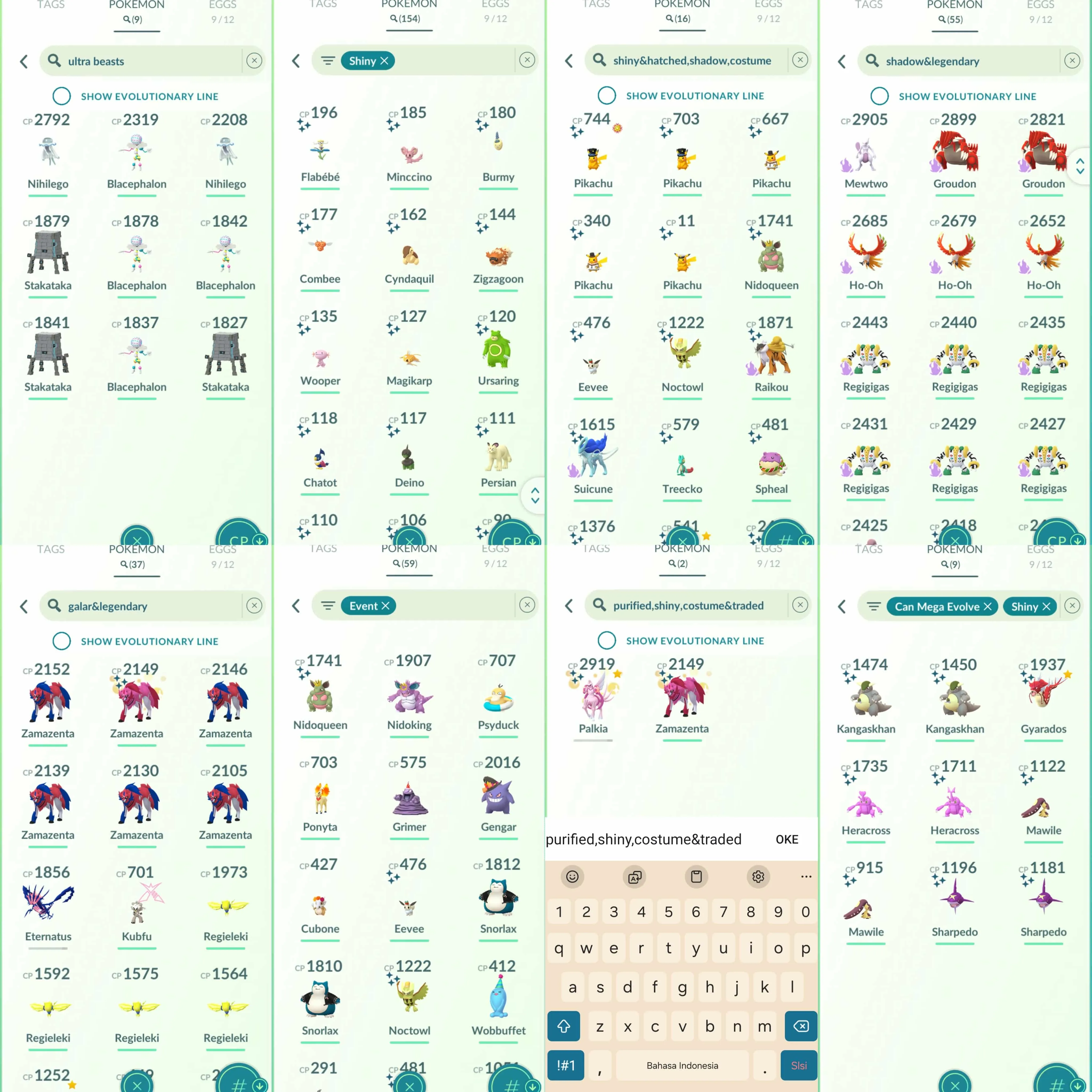 1884 Level 70 Eternatus Shiny Riolu Shiny DMax Suicune Shiny Dialga Origin Roar of Time Shundo Mega Gyarados Shundo Corviknight  Shiny Mega: Heracross, Kangaskhan, Mawile, Sharpedo.