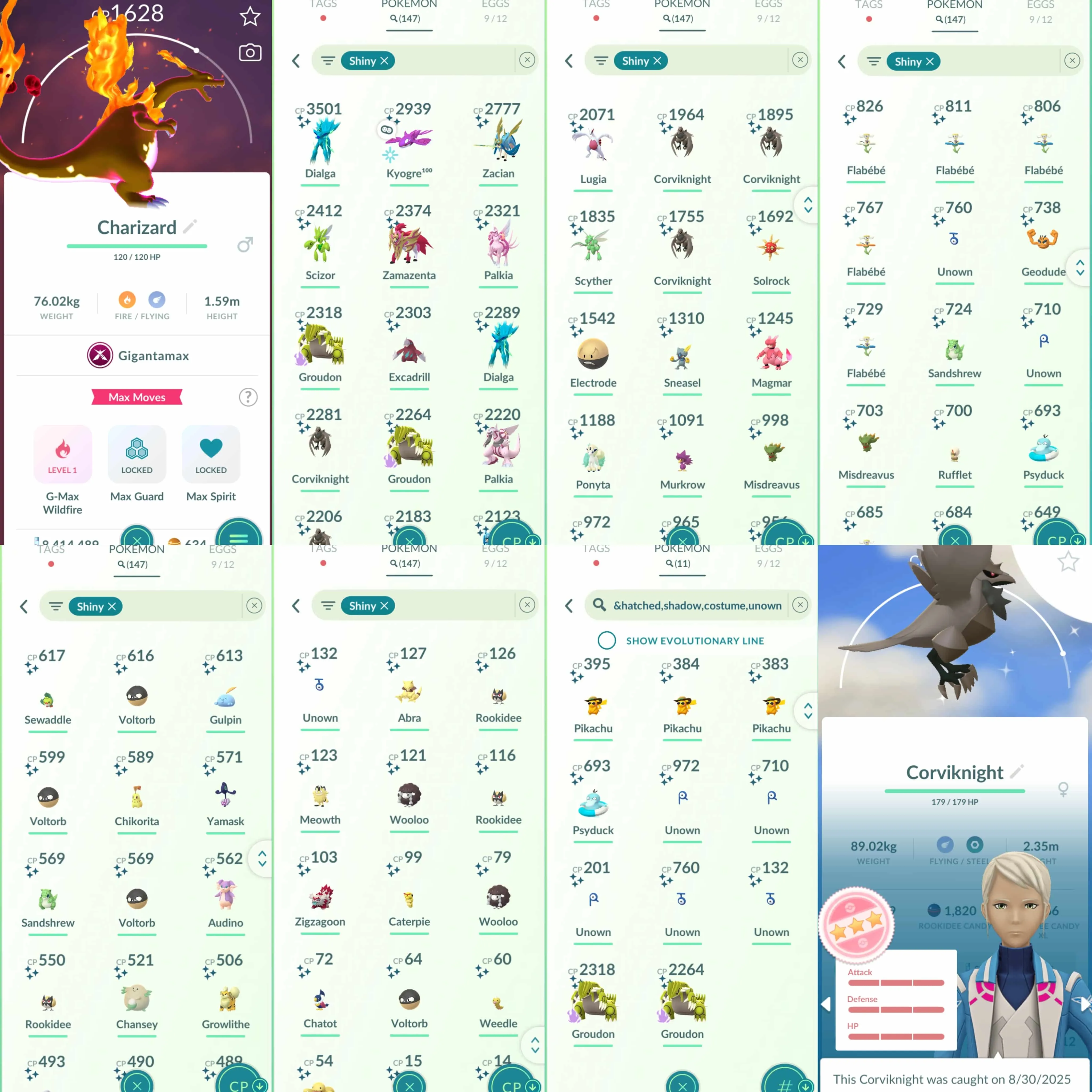 1886 Level 70 Eternatus Shundo Kyogre Groudon100 Shundo Corviknightx2 Shiny Dialga Origin Roar of Time Shiny Zacian Crowned Sword