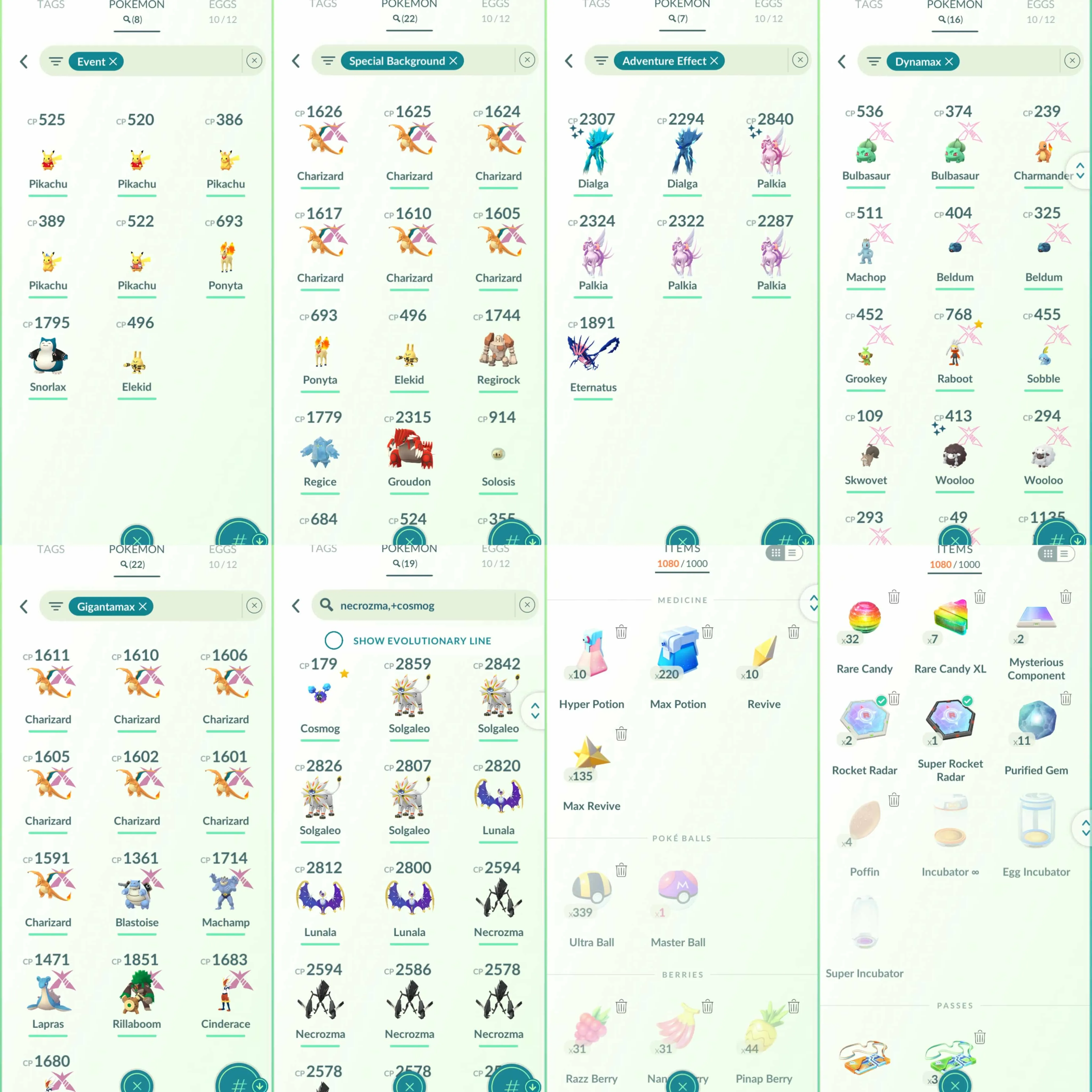 1891 Level 70 Eternatus GMax Charizard Dark Skies BG x6 tradeable Galarian Moltres Lugia100  Shiny Palkia Spacial Rend Shiny Dialga Roar of Time