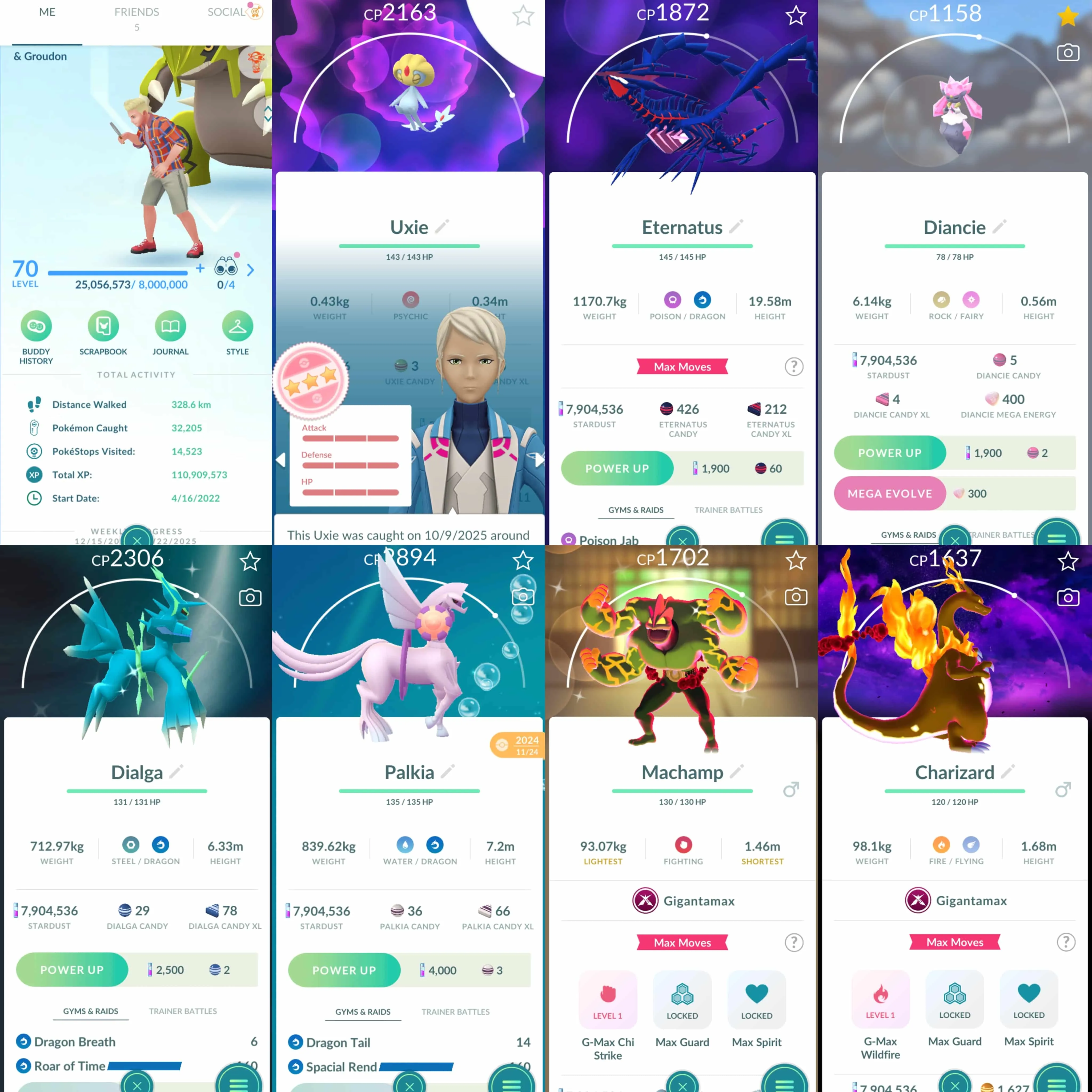 1892 Level 70 Eternatus Shiny GMax Machamp Shiny Dialga Roar of Time Shiny Palkia Origin Shiny: Kyurem, Tapu Koko, Necrozma, Zacian, Regidrago, Kyogre