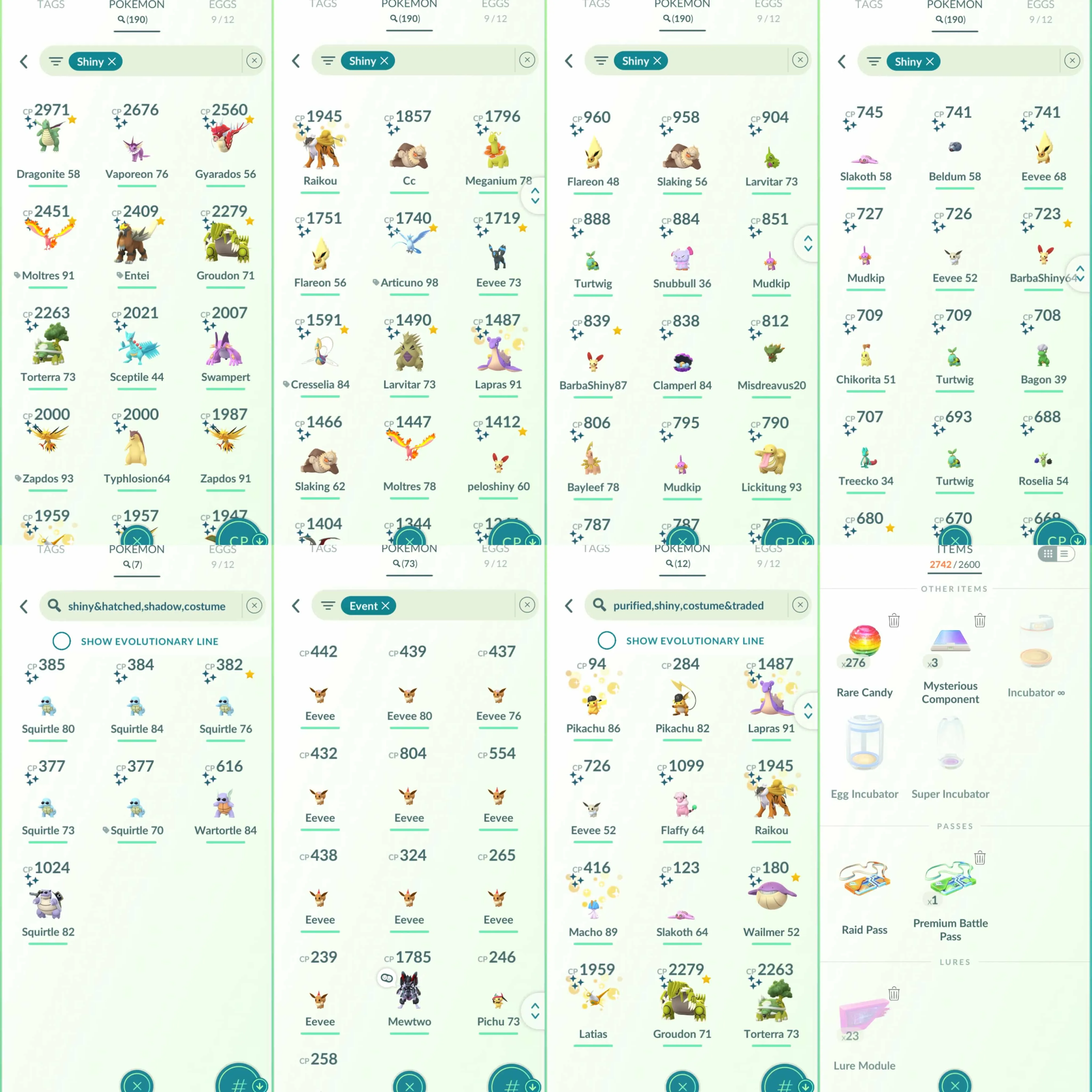 1893 Level 58 2016. Armored Mewtwo 2019 x1 tradeable -Shiny Celebi Quest Non shiny costume tradeable: Pikachu Mimikyu Costume x12, Pikachu Straw Hatx2