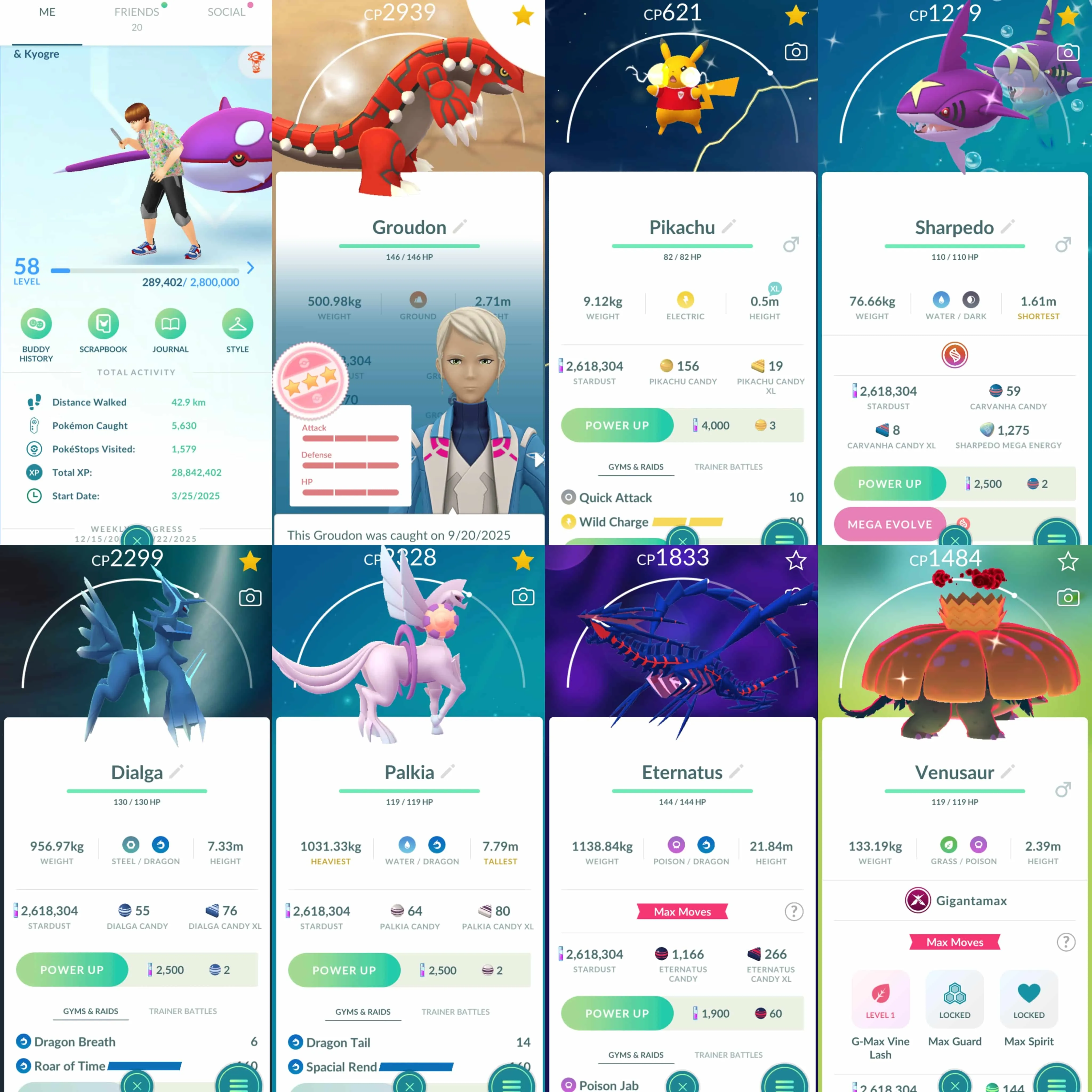 1897 Level 58 Eternatus Shiny Ceruledge Shiny Pikachu Indonesian Jersey Shiny Blacephalon Shiny Dialga and Palkia Origin Forme Shiny GMax Venusaur