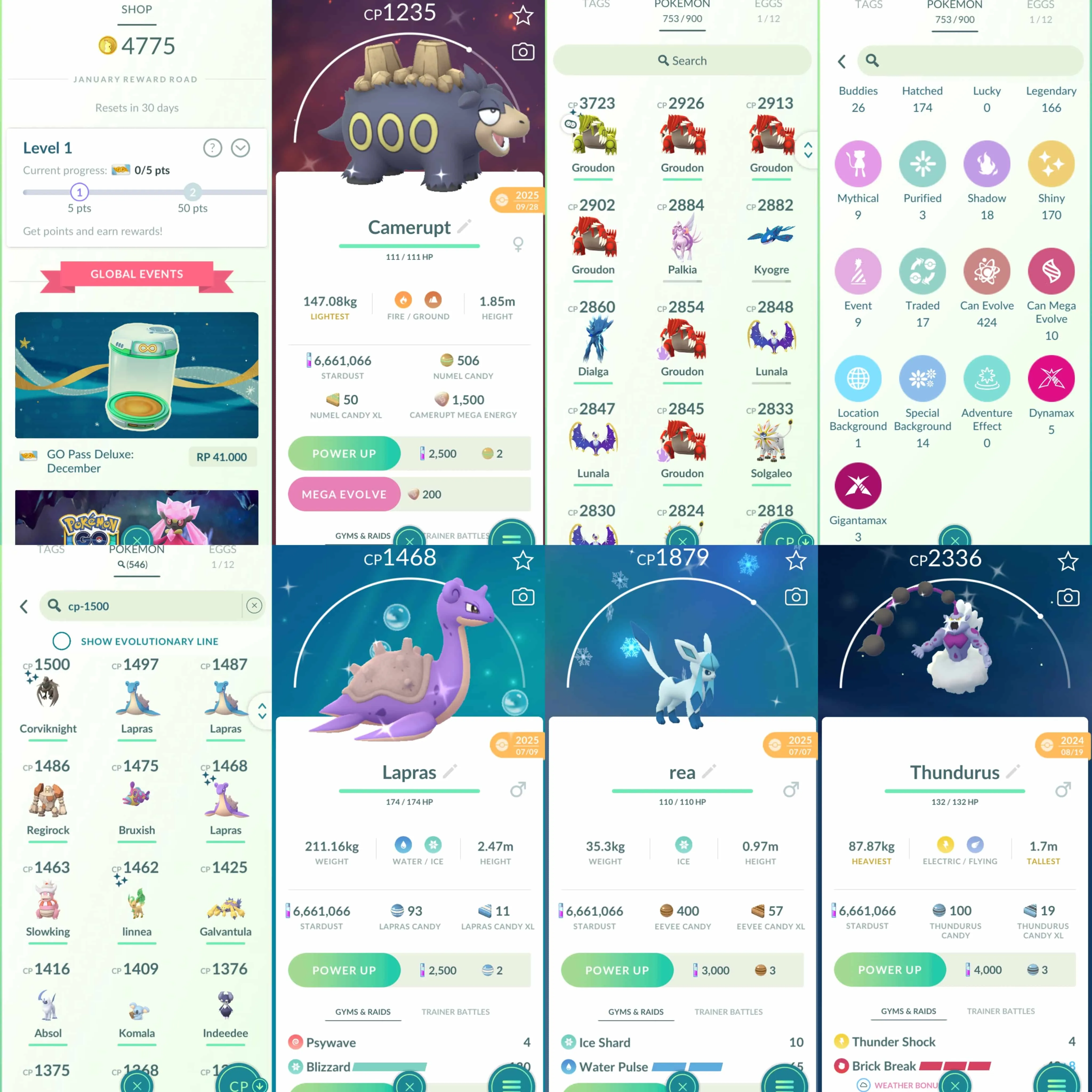 1907 Level 70 Coin4775 Team Medallion ready to change team Mesprit100 Shundo Sylveon Shiny Zapdos BG Shiny Shadow Latias Shiny Groudon