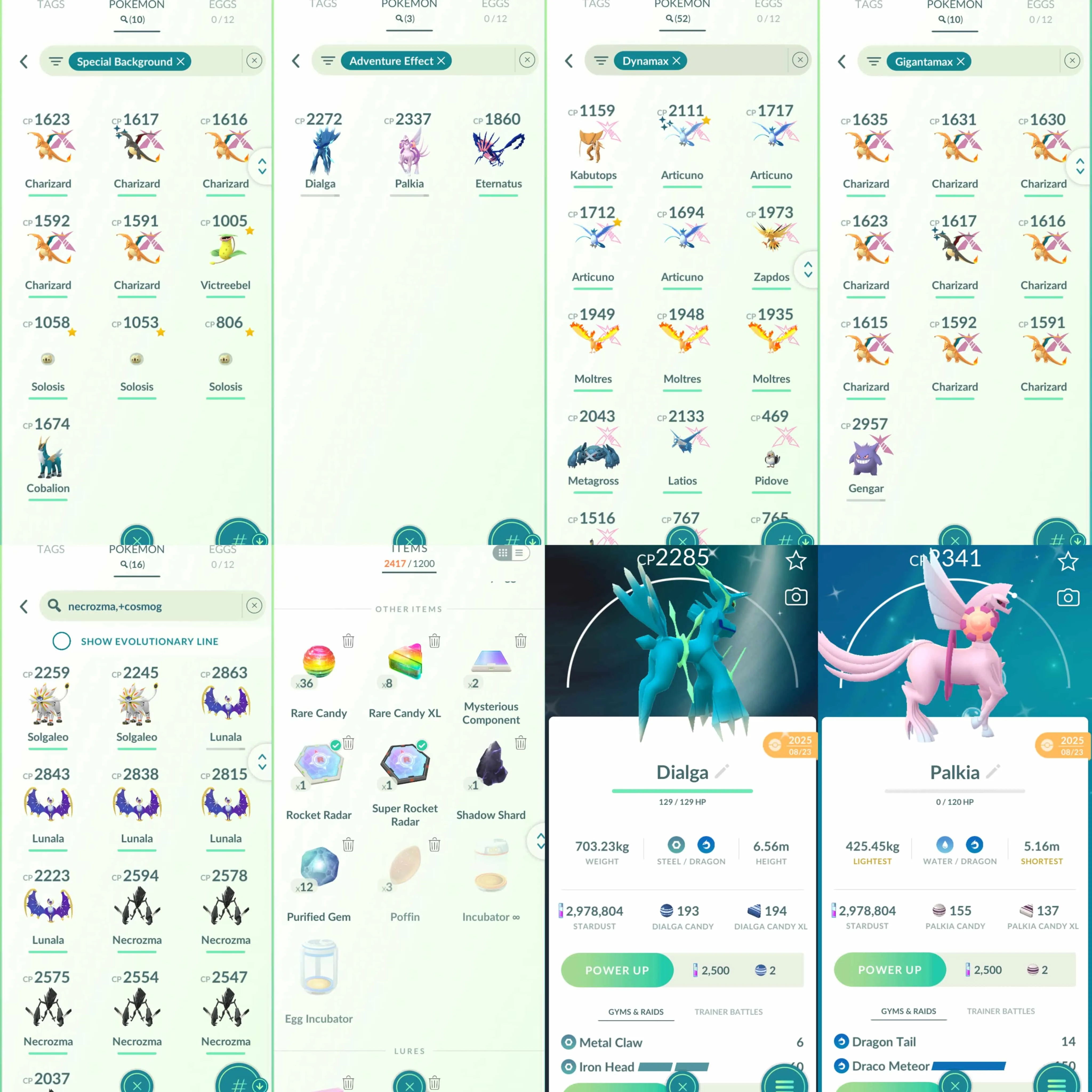 1913 Level 70 Eternatus Palkia100 Shiny Celebi Shiny Deoxys Shiny Palkia-Dialga Origin Forme Shiny GMax Charizard Rare Dark Skies BG