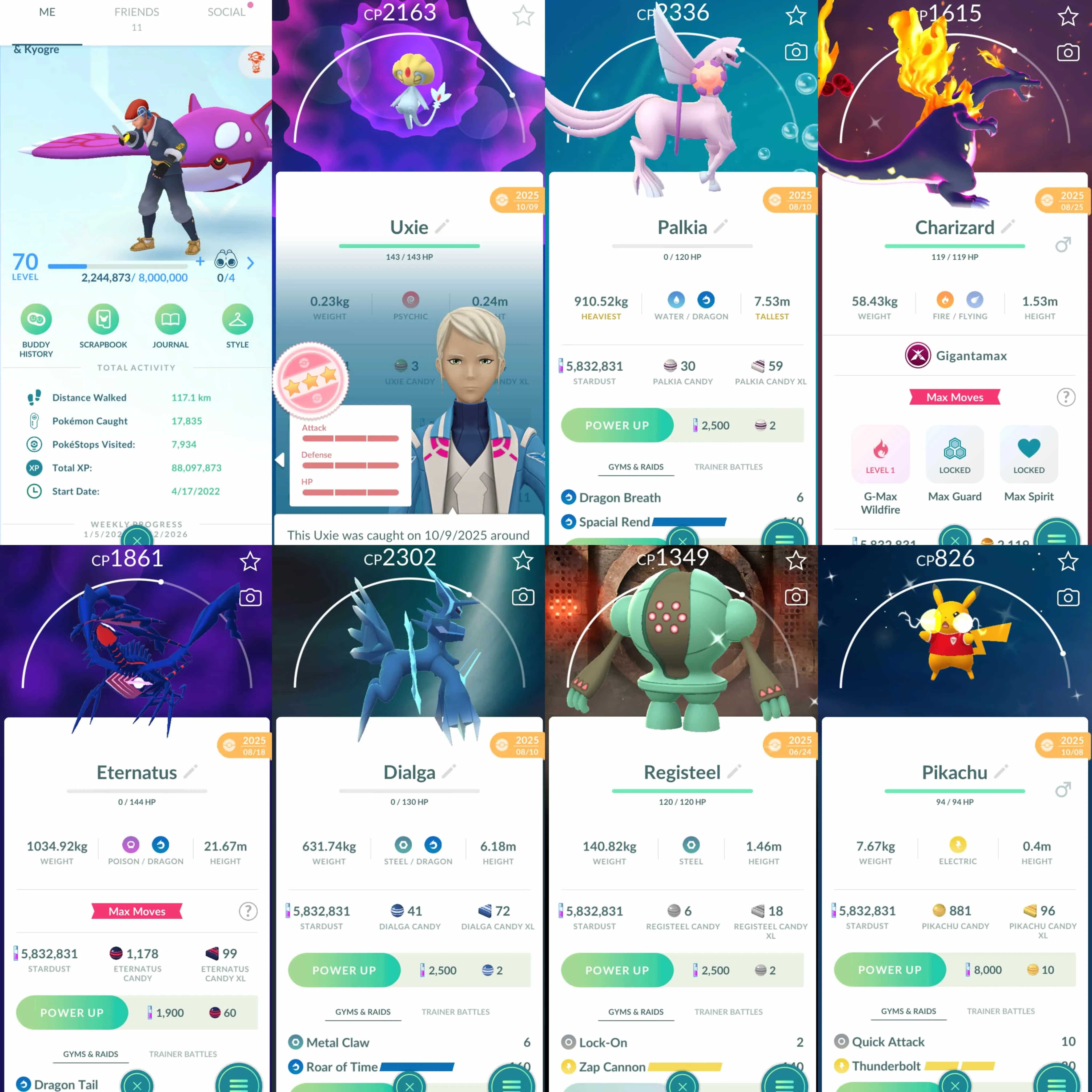 1915 Level 70 Eternatus Shiny Mega GMax Charizard Shiny Registeel BG Shiny Palkia-Dialga Origin Forme Shiny Pikachu Indonesian Jersey 