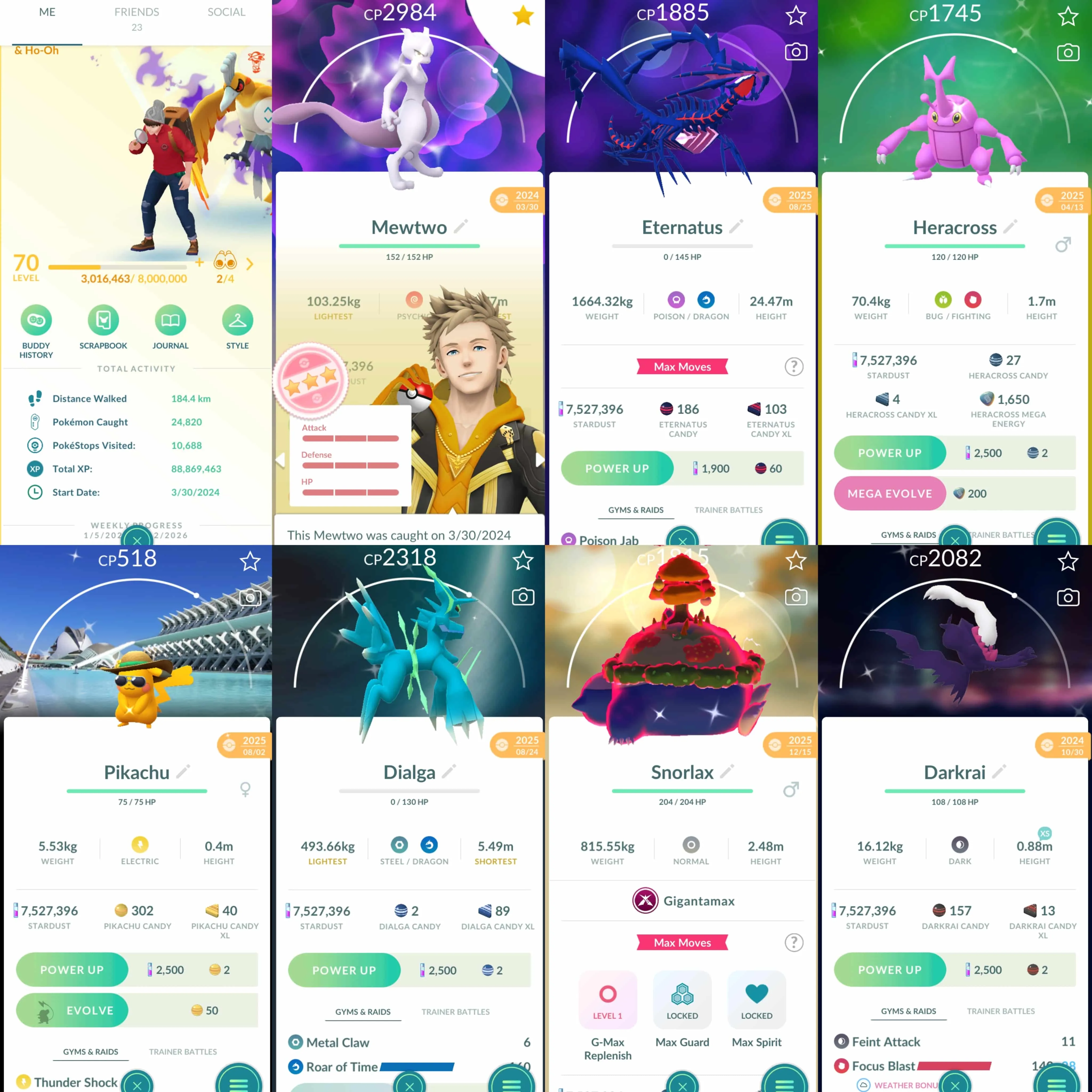 1916 Level 70 Eternatus Charcadet100 Mewtwo100 Shiny Pikachu Summer Hat Rare Spain BG Shiny GMax Snorlax Shiny Dialga Origin Roar of Time Spacial Rend