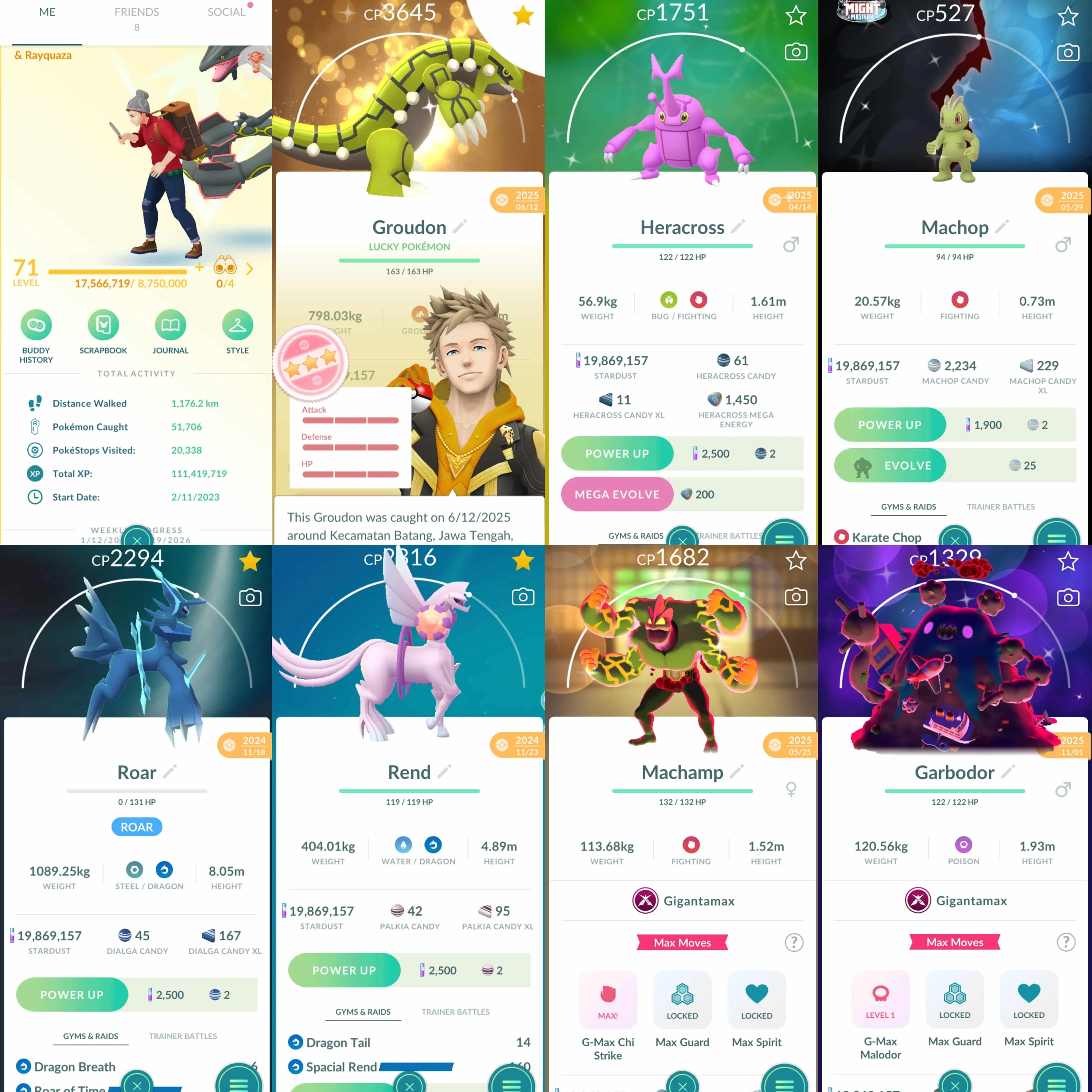 1921 Level 71 Shundo Lucky Groudon Shiny Mega Rayquaza Dialga Origin Forme IV 100 Shiny Dialga Origin Shiny GMax Machamp Shiny GMax Garbodor Shiny Machop BG Shiny Mega Gyarados