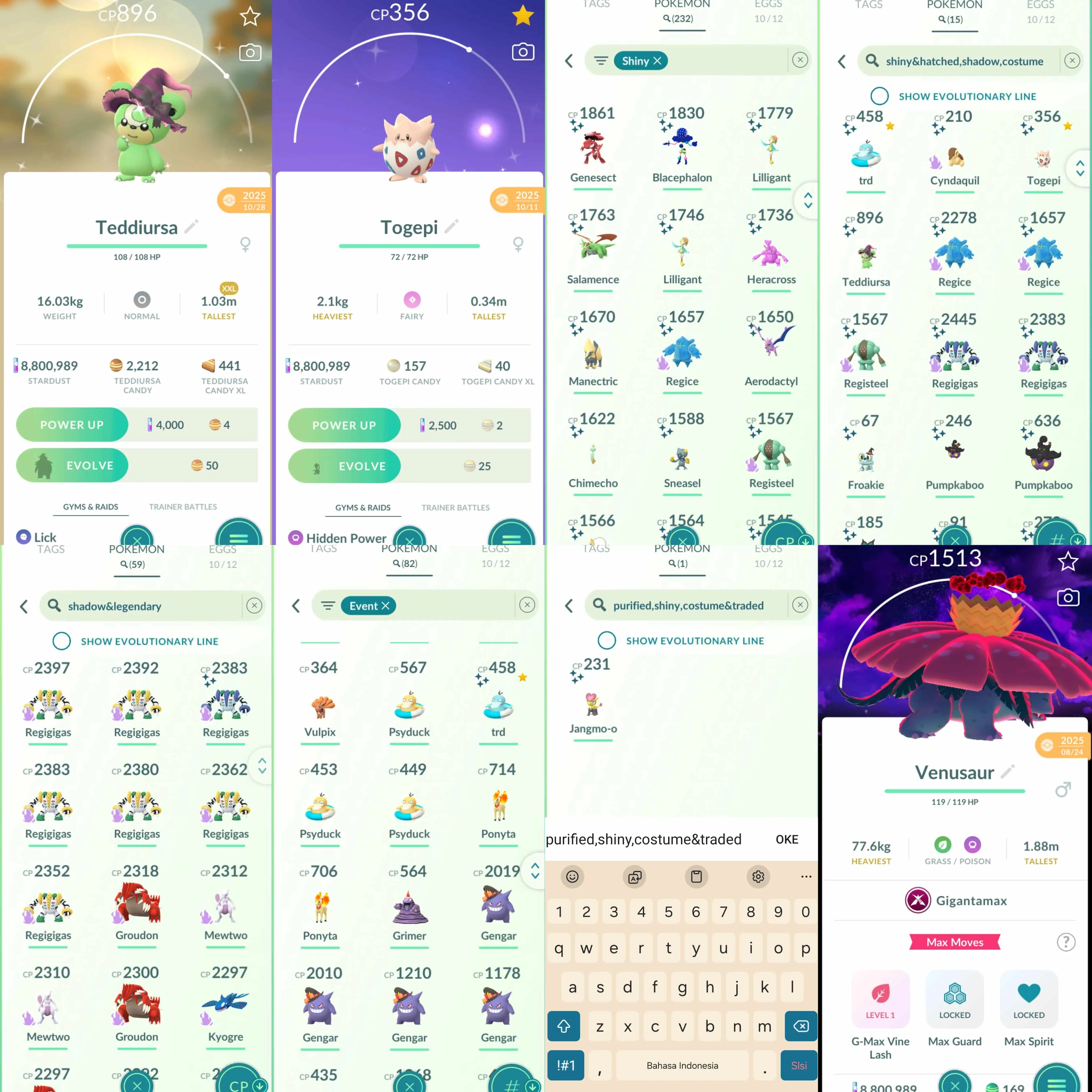 1934 Level 70 Eternatus Shiny Mega Rayquaza Shiny Mega Metagross Shiny Mega: Gyarados, Heracross, Kangaskhan, Absol, Camerupt, Sharpedo, Audino.