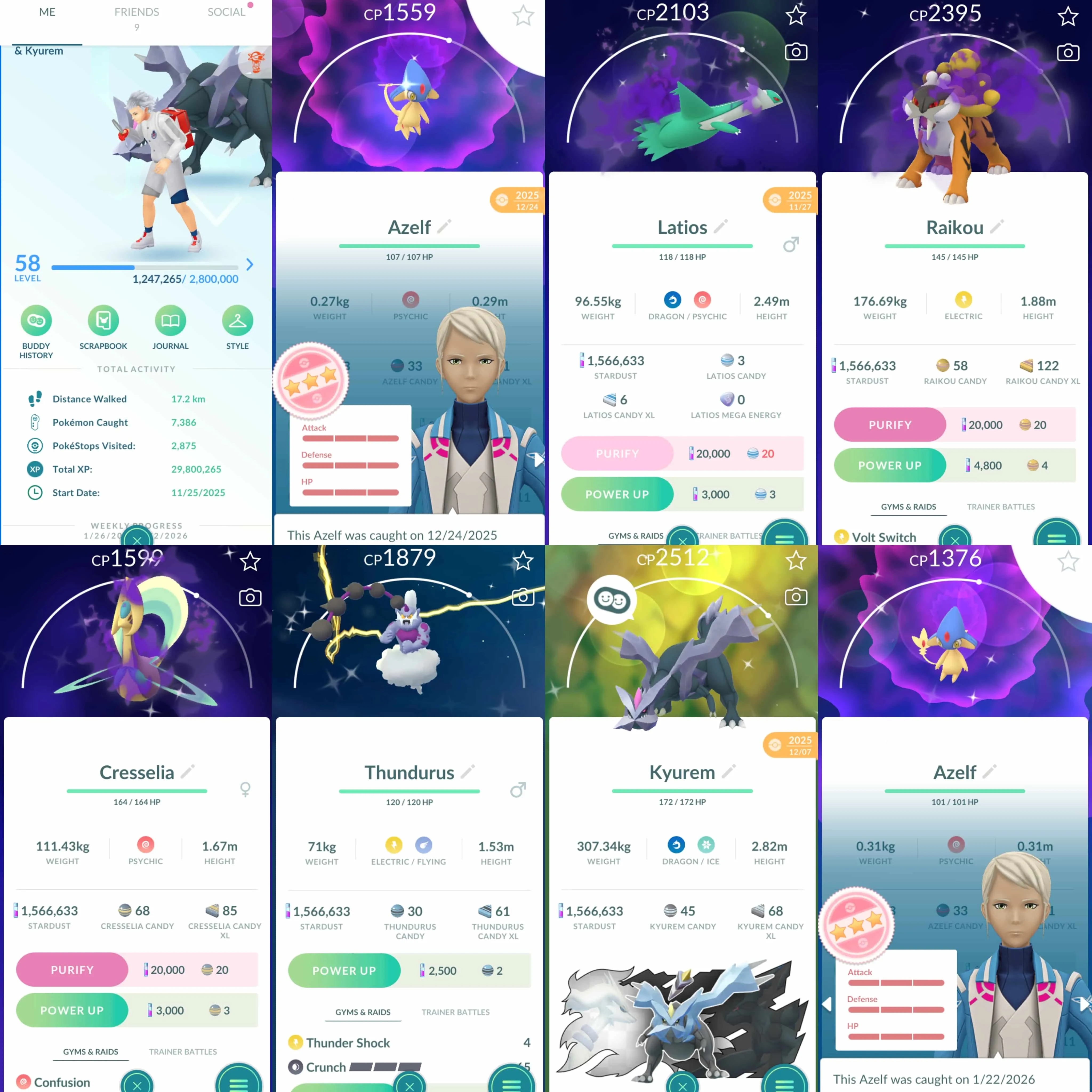 1941 Level 58 Legendary100x16 Shundo Azelf x3 Shiny Shadow Raikou x3 Shadow Latios Shadow Cresselia x2 Shiny Thundurus Shiny Kyurem  Pikachu Batik