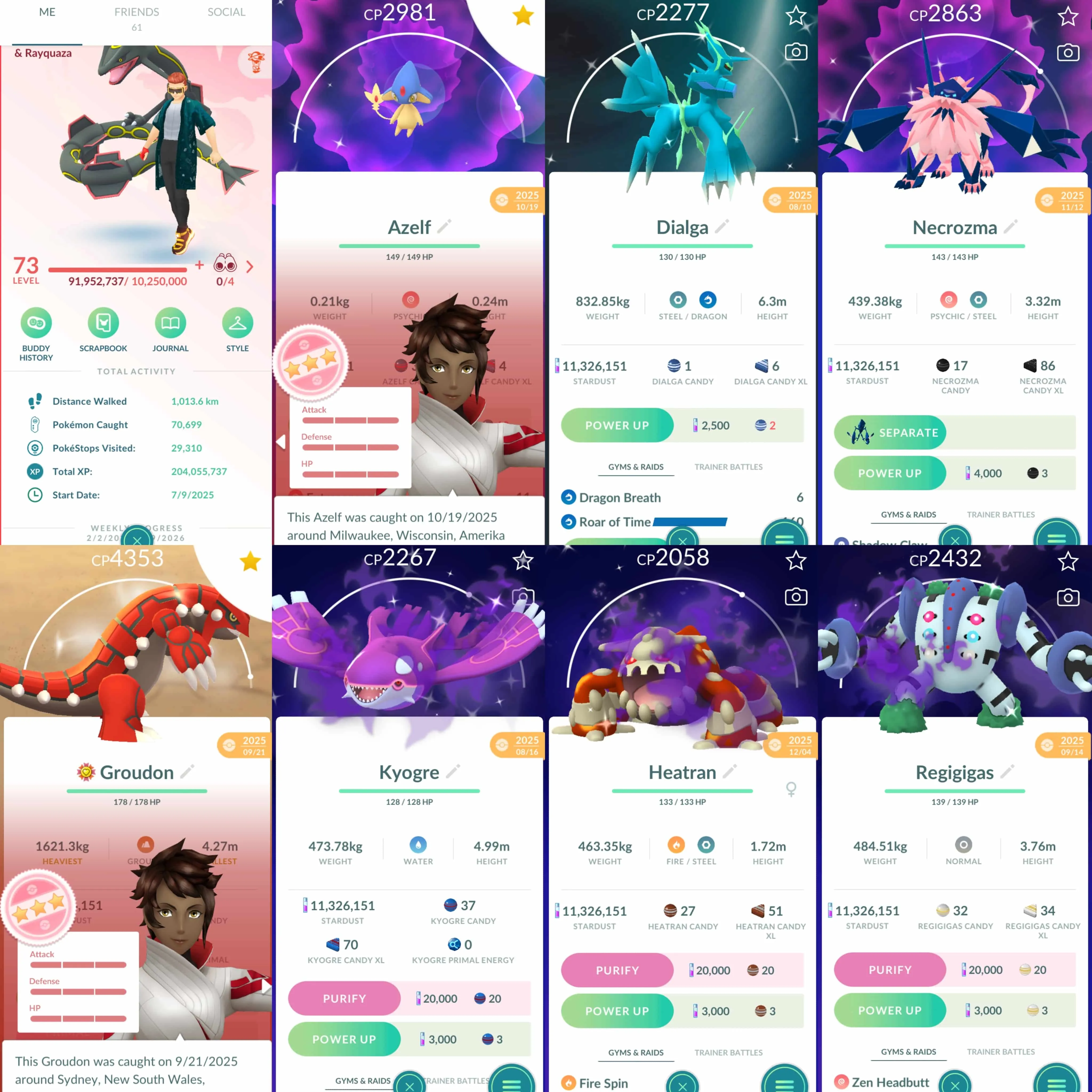 1954 Level 73 Shiny Mega Rayquaza Shiny Dusk Mane Necrozma Shundo Azelf Shundo Quaquaval Shiny Dialga Origin Shiny: shadow Kyogre, dialga, dialga origin, palkia origin