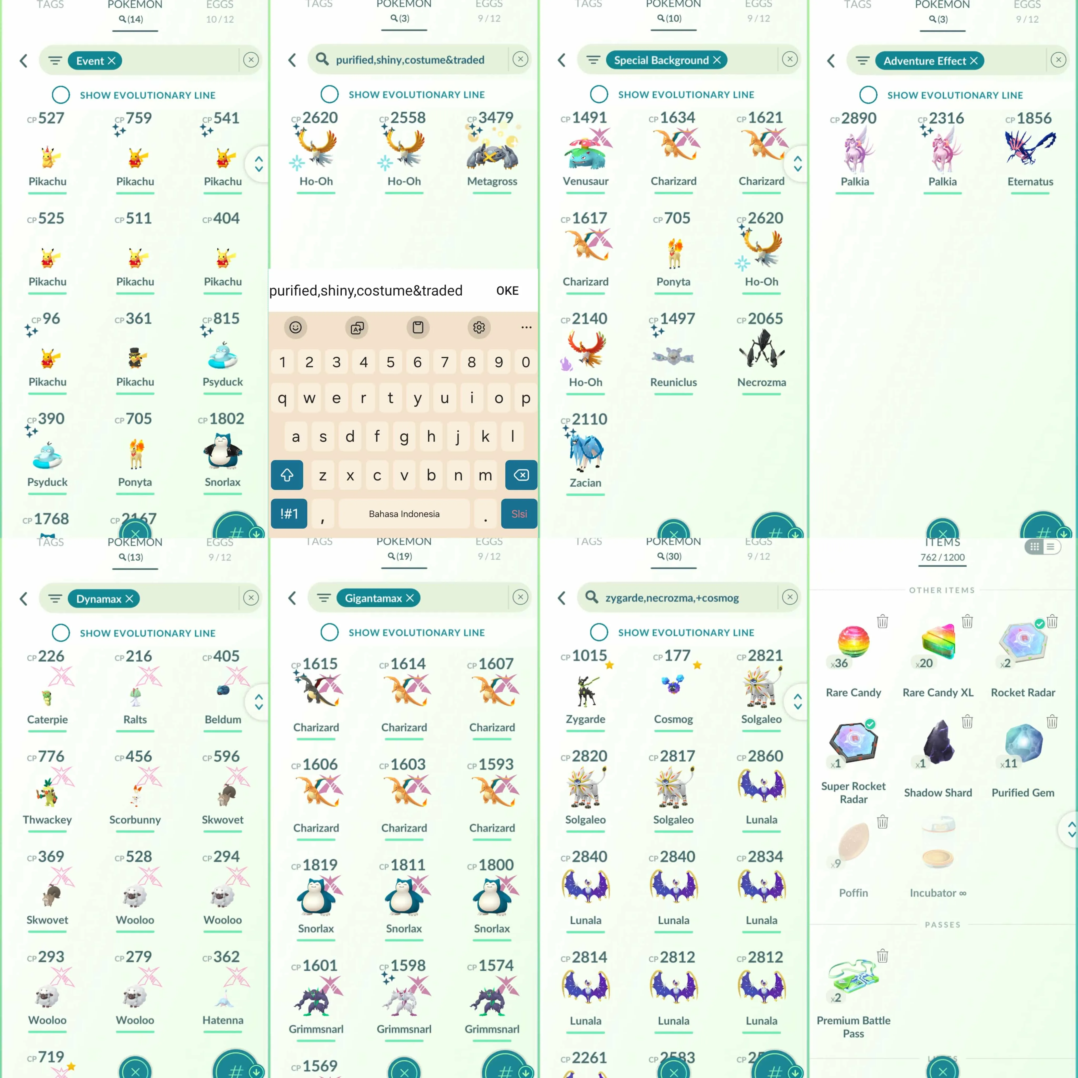 1955 Level 71 Eternatus Rare Shadow Regigigas100 Shiny Mega GMax Charizard Shiny GMax Grimmsnarl Shiny Reuniclus BG Shiny Zacian BG Shiny Ho-Oh Wild Area BG (traded) Shiny Palkia Origin Spacial Rend