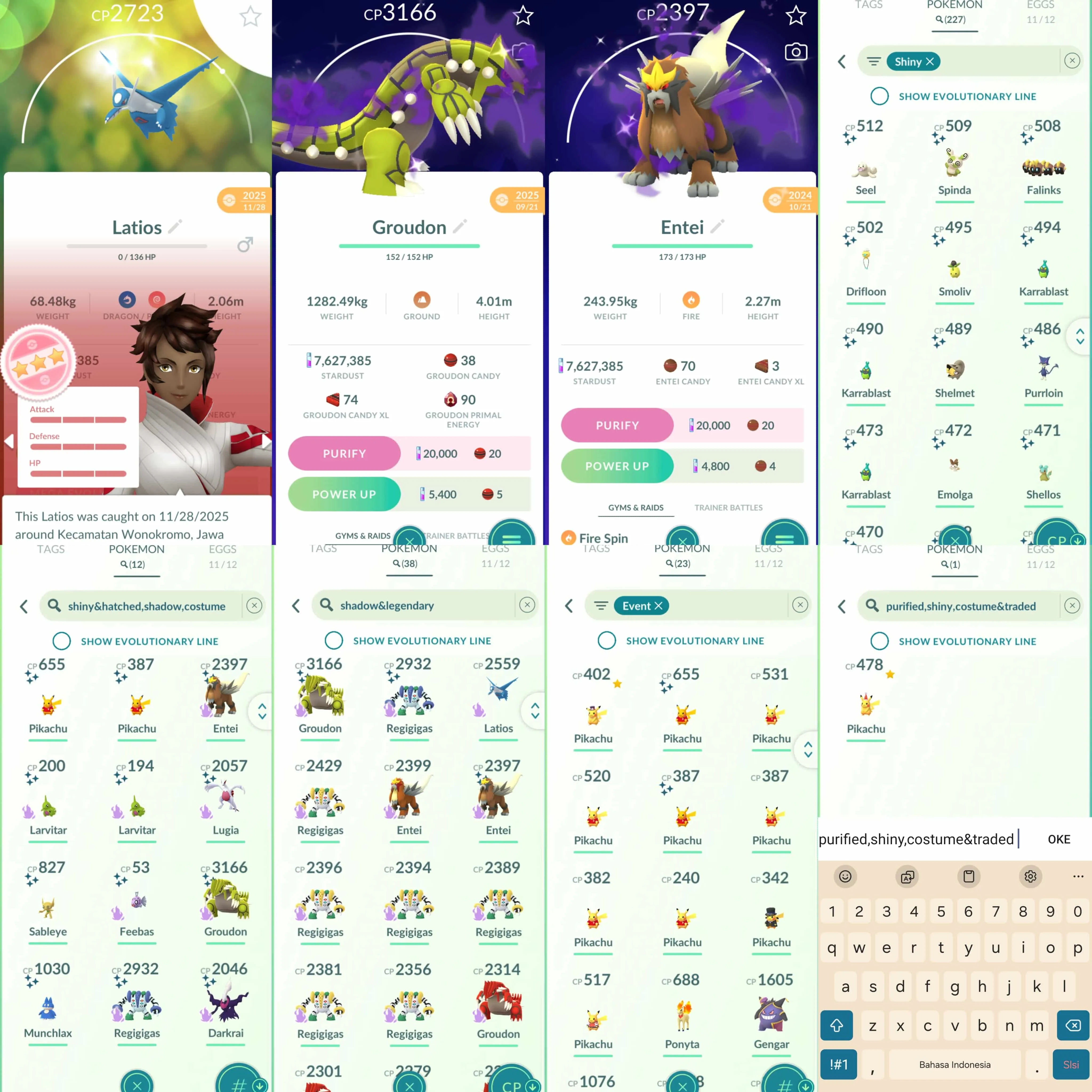 1956 Level 72 Eternatus Shiny Cobalion BG Shiny Dialga Origin Roar of Time Shiny: shadow Entei, shadow Lugia, Ho-Oh , Celebi, shadow Groudon