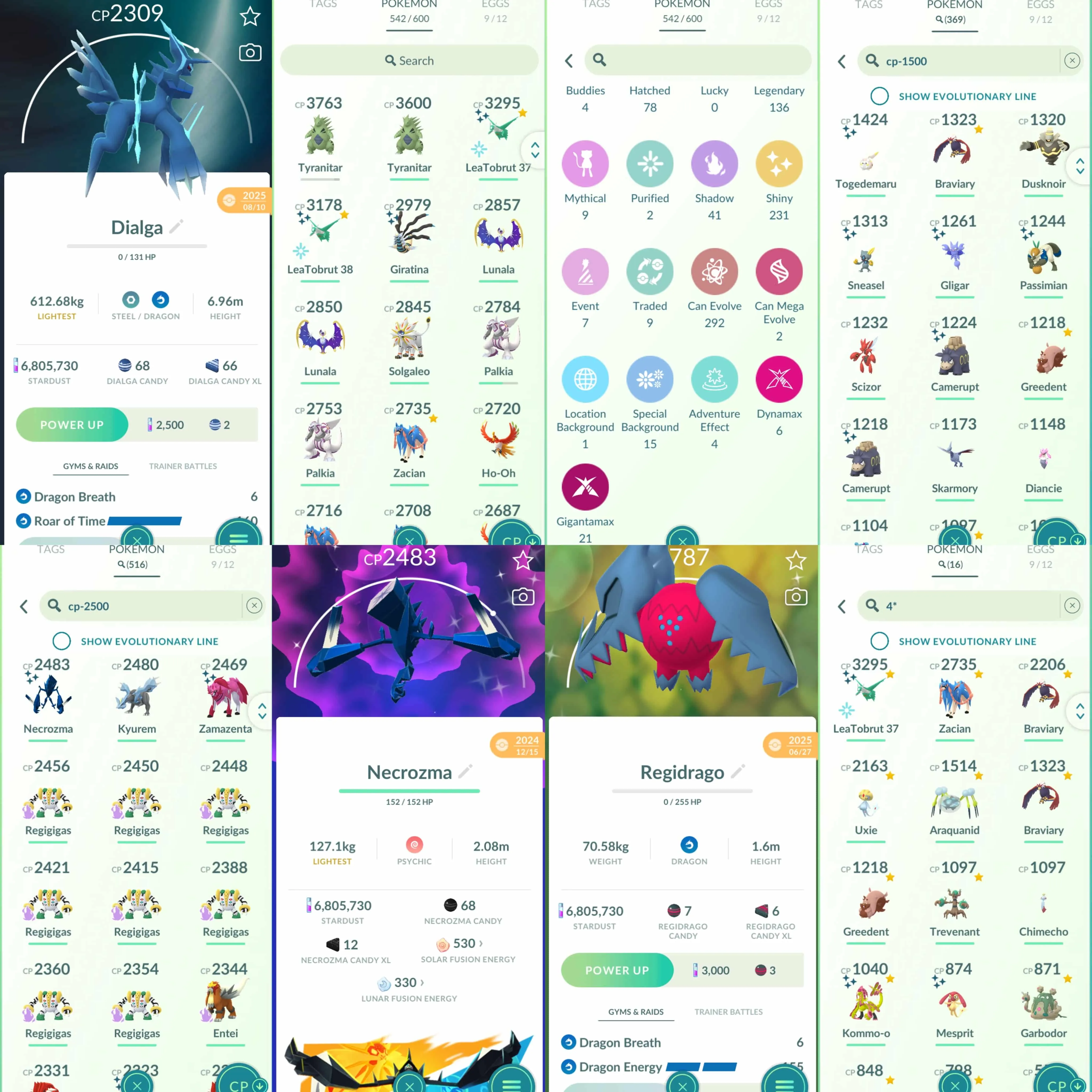 1957 Level 70 Eternatus Zacian100 Shundo Latios Shundo Mesprit Shundo Kommo-o Shiny Palkia Origin Spacial Rend Shiny: Latios, shadow Kyogre, Mesprit, Dialga Origin, Palkia Origin