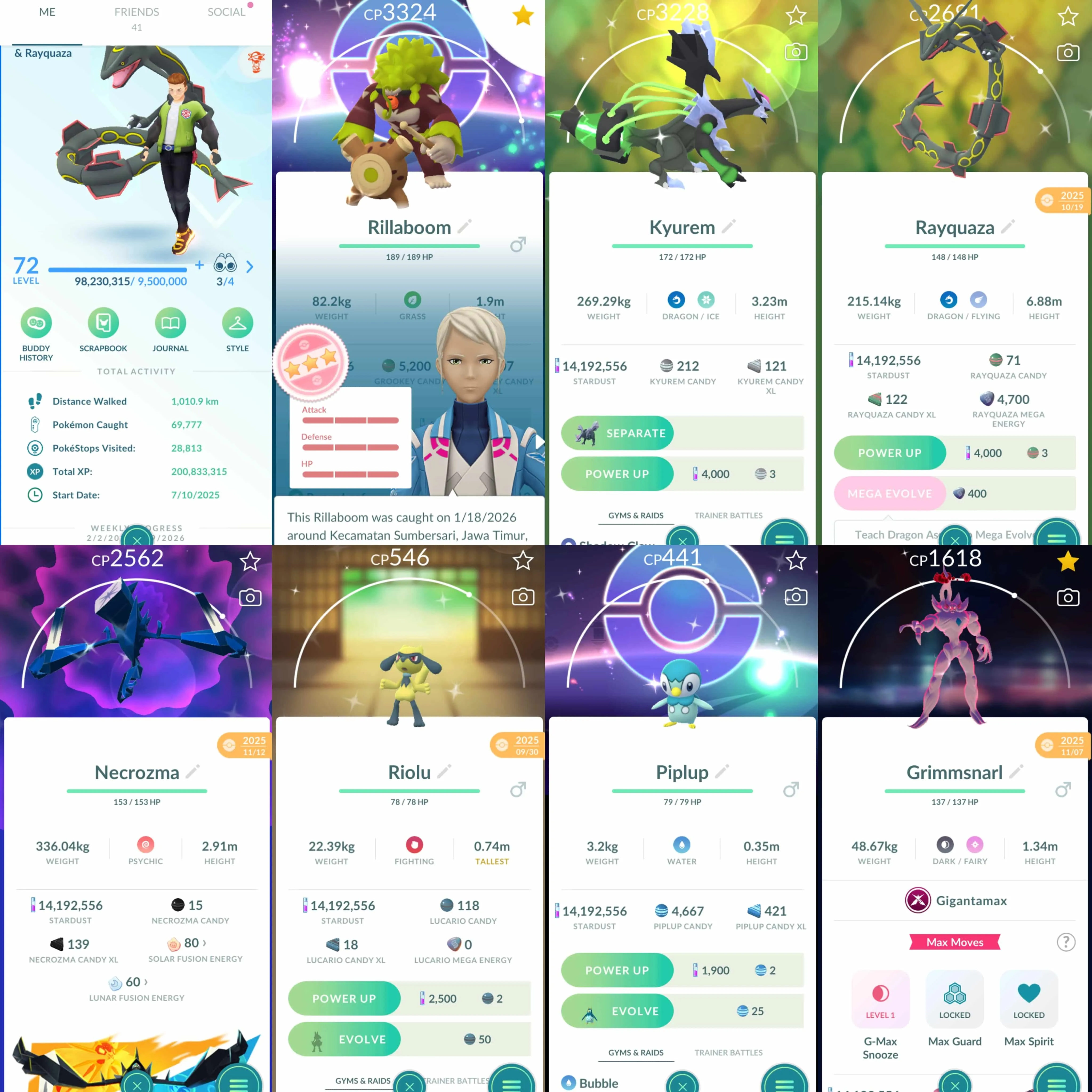 1959 Level 72 White Kyurem100 Shiny Mega Metagross Shiny Rayquaza Shiny Black Kyurem Shiny GMax Grimmsnarl x2 Shiny Piplup BG x2 Shundo: Empoleon, Quaquaval, Rillaboom BG.
