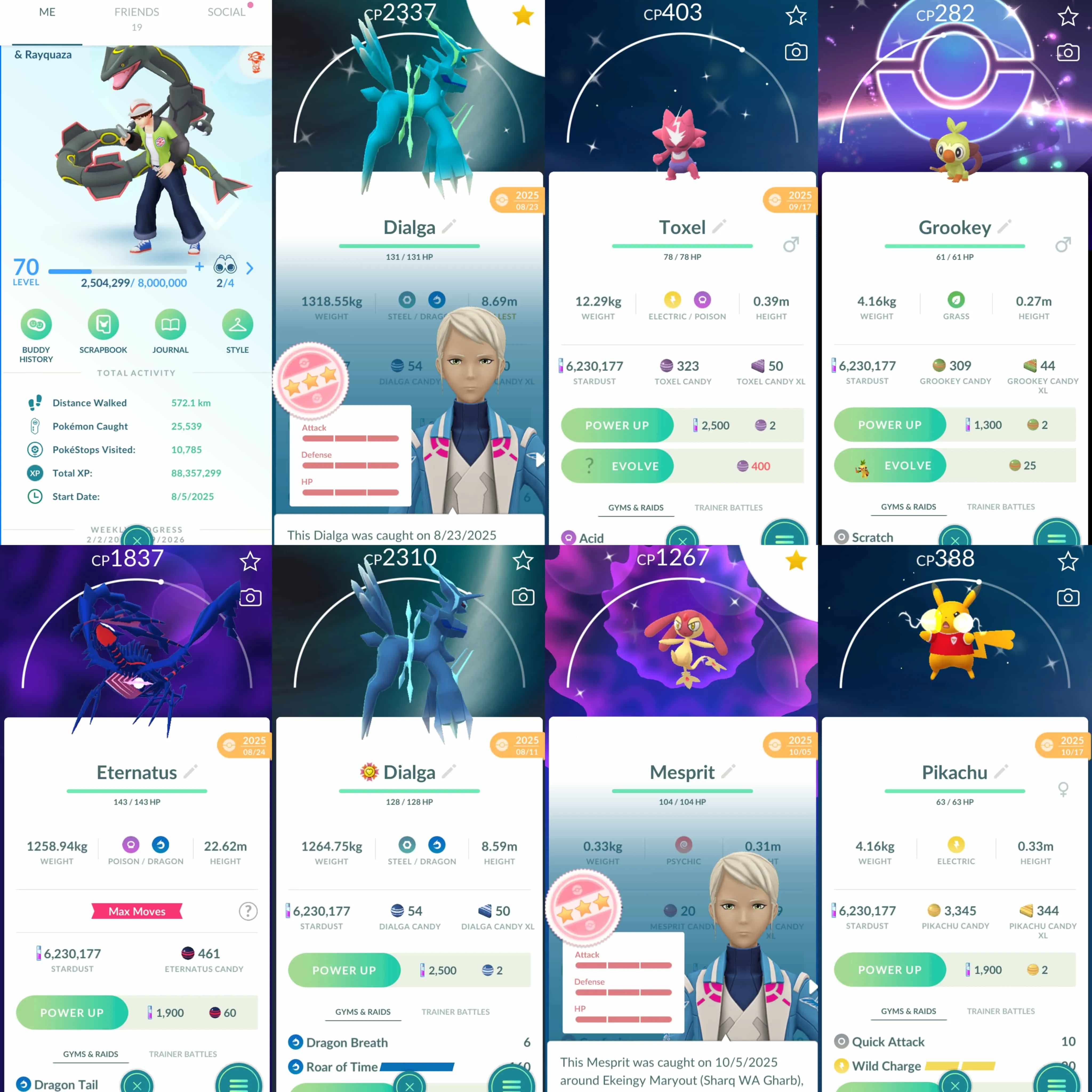 1960 Level 70 Legends100 x19 Eternatus Shiny Toxel  Shundo Dialga Origin Shundo Mesprit Shiny Mega Rayquaza Shiny DMax Omanyte Shiny Grookey BG x3