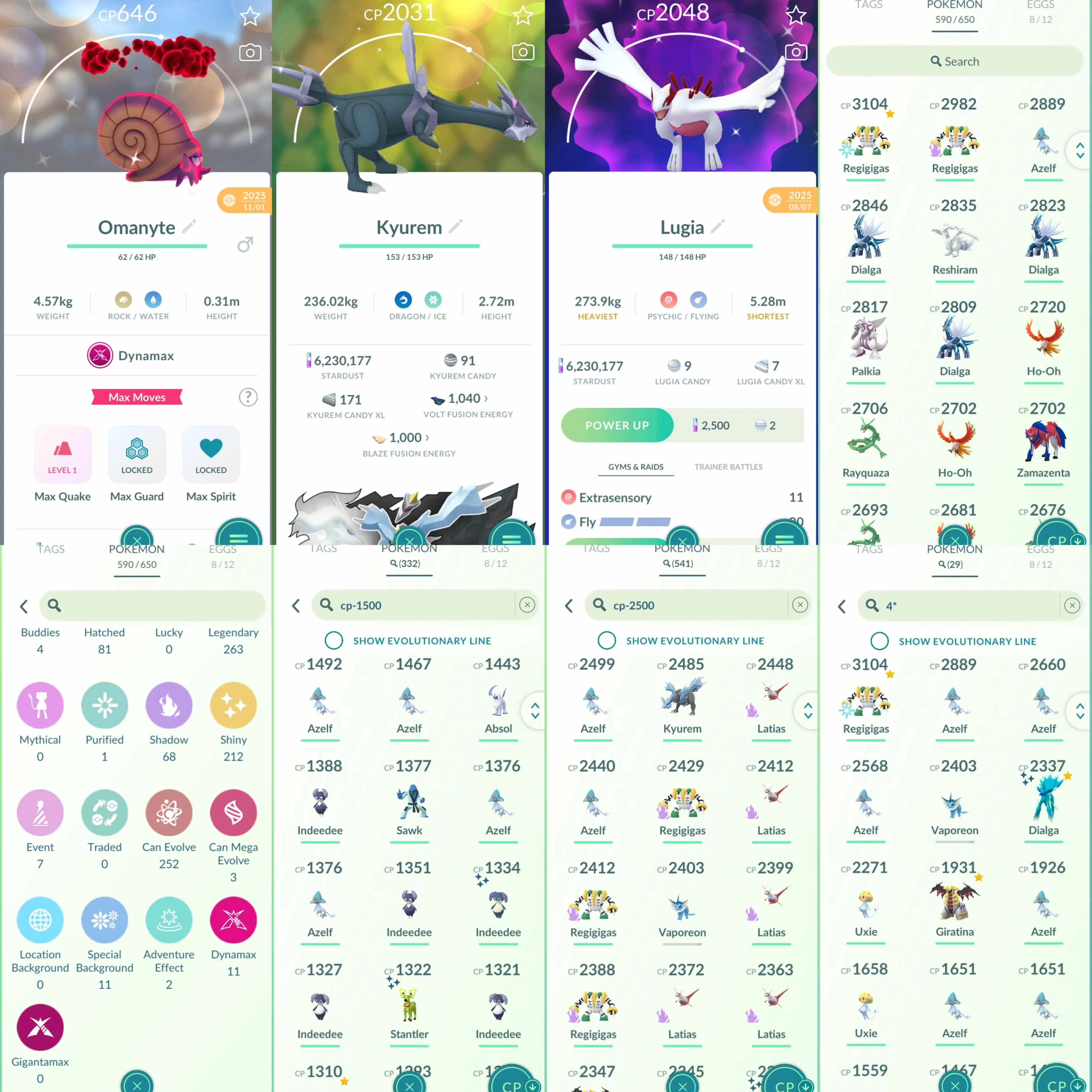 1960 Level 70 Legends100 x19 Eternatus Shiny Toxel  Shundo Dialga Origin Shundo Mesprit Shiny Mega Rayquaza Shiny DMax Omanyte Shiny Grookey BG x3