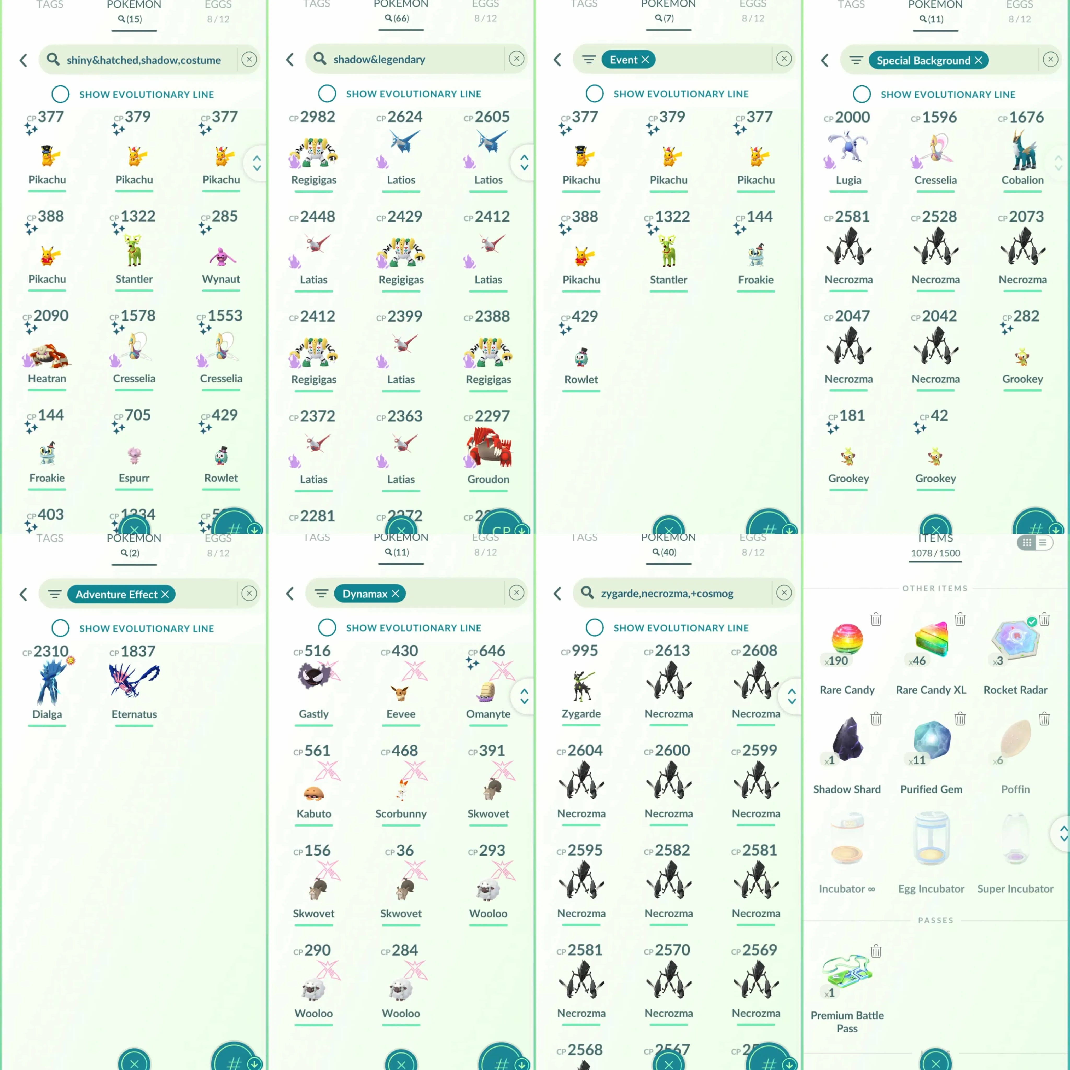 1960 Level 70 Legends100 x19 Eternatus Shiny Toxel  Shundo Dialga Origin Shundo Mesprit Shiny Mega Rayquaza Shiny DMax Omanyte Shiny Grookey BG x3