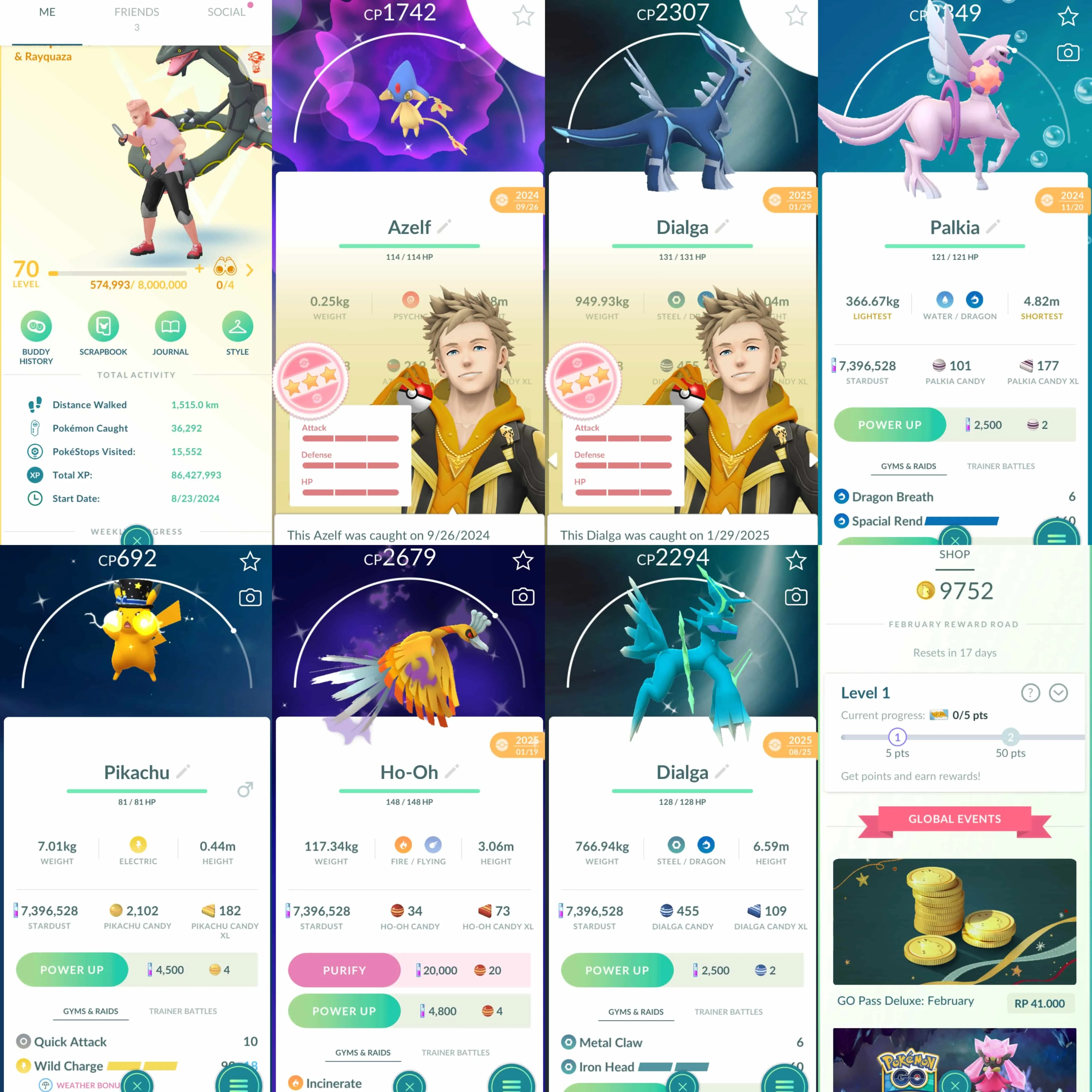 1966 Level 70 Coin9752 Shiny Rayquaza Shundo Azelf Suicune100 Mesprit100 Azelf100 x3 Dialga100 Shiny Mega Gyarados Shiny: shadow Suicune, shadow Ho-Oh, shadow Regice, shadow Latias, shadow Latios, Azelf, Dialga