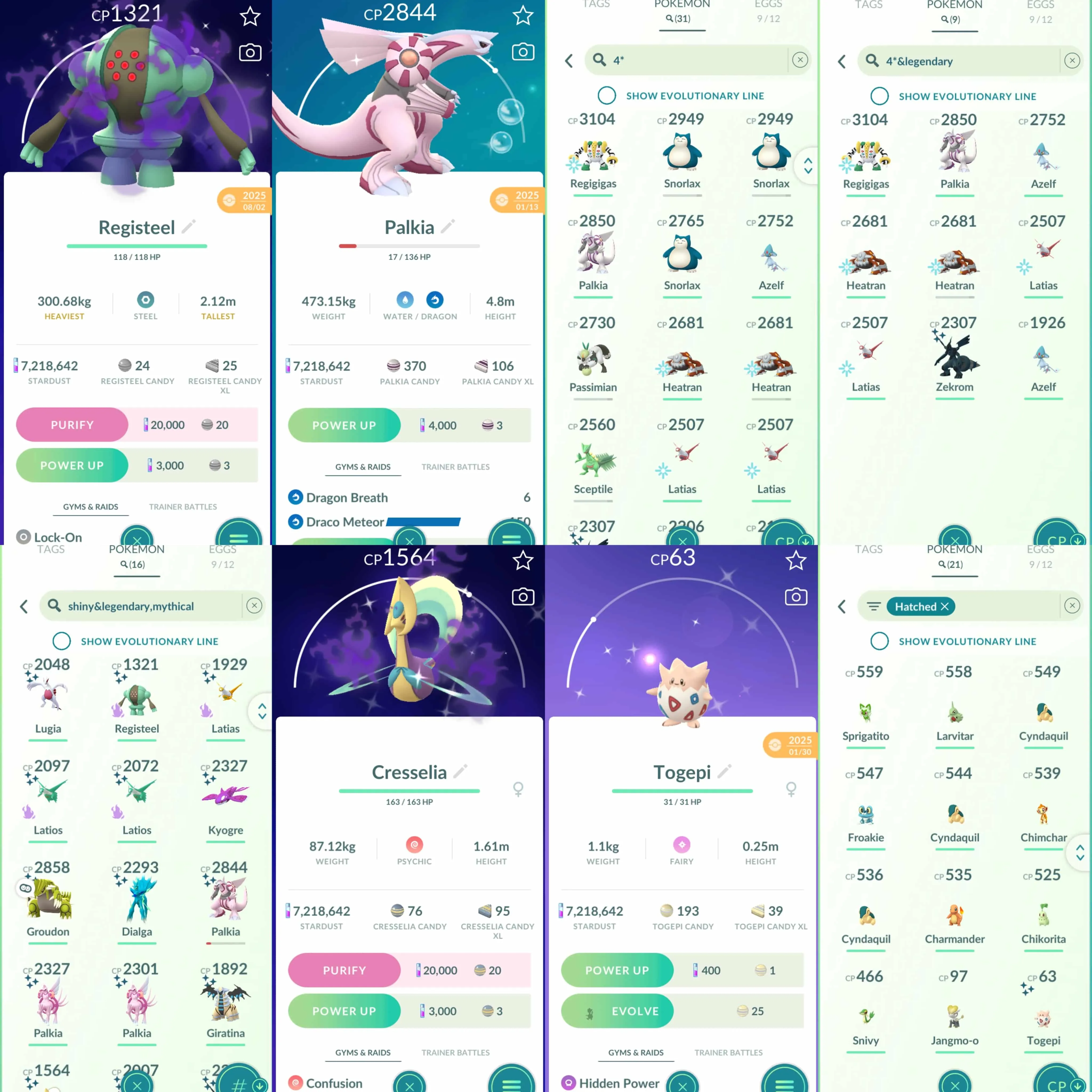 1967 Level 70 Coin8350 Shundo Zekrom Latias100 x2 Azelf100 x2 Palkia100 Heatran100 x2 Regigigas100 Shiny: Lugia, shadow Registeel, shadow Latias, shadow Latios x2, Kyogre, Groudon, Dialga Origin, Palkia, Palkia Origin, Giratina