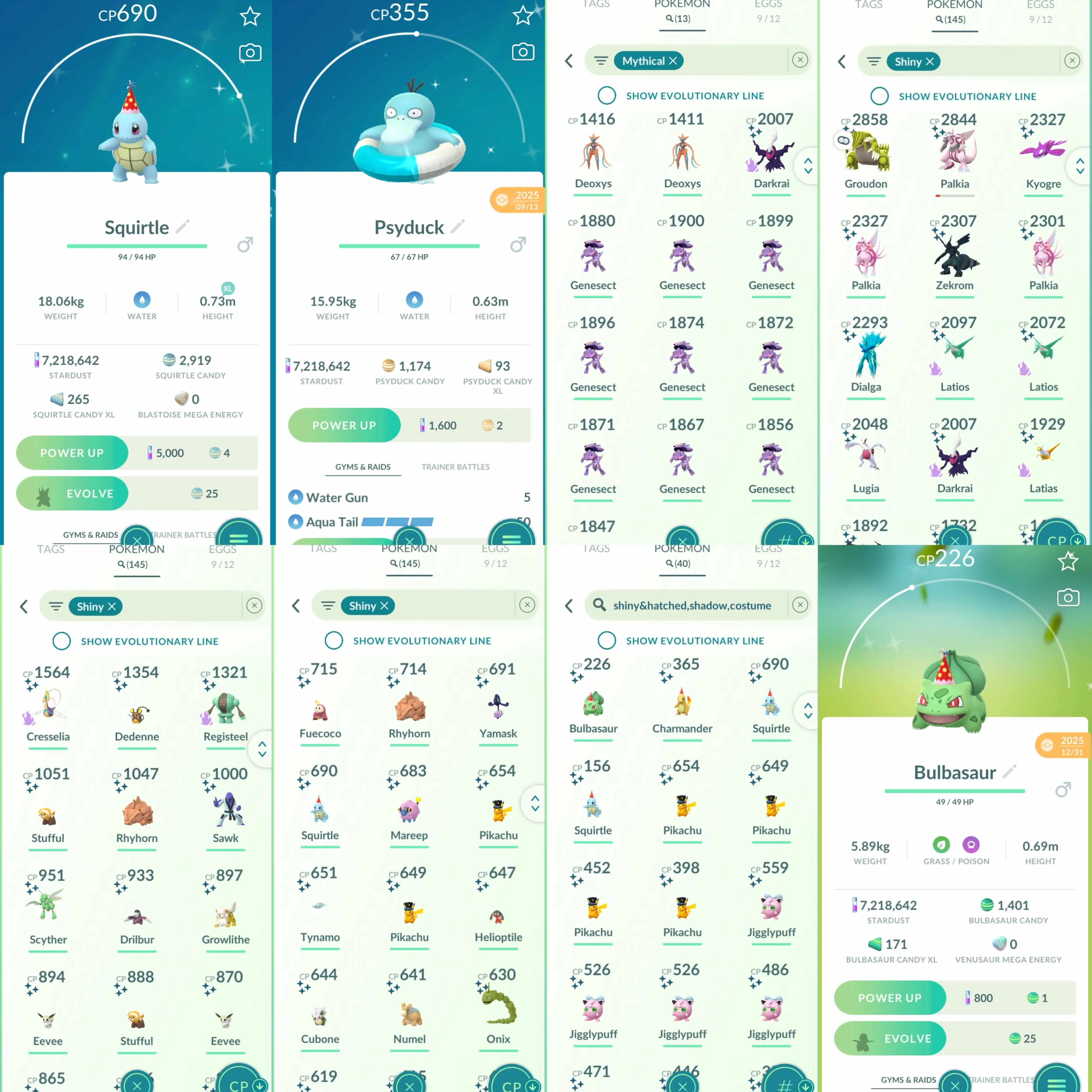 1967 Level 70 Coin8350 Shundo Zekrom Latias100 x2 Azelf100 x2 Palkia100 Heatran100 x2 Regigigas100 Shiny: Lugia, shadow Registeel, shadow Latias, shadow Latios x2, Kyogre, Groudon, Dialga Origin, Palkia, Palkia Origin, Giratina