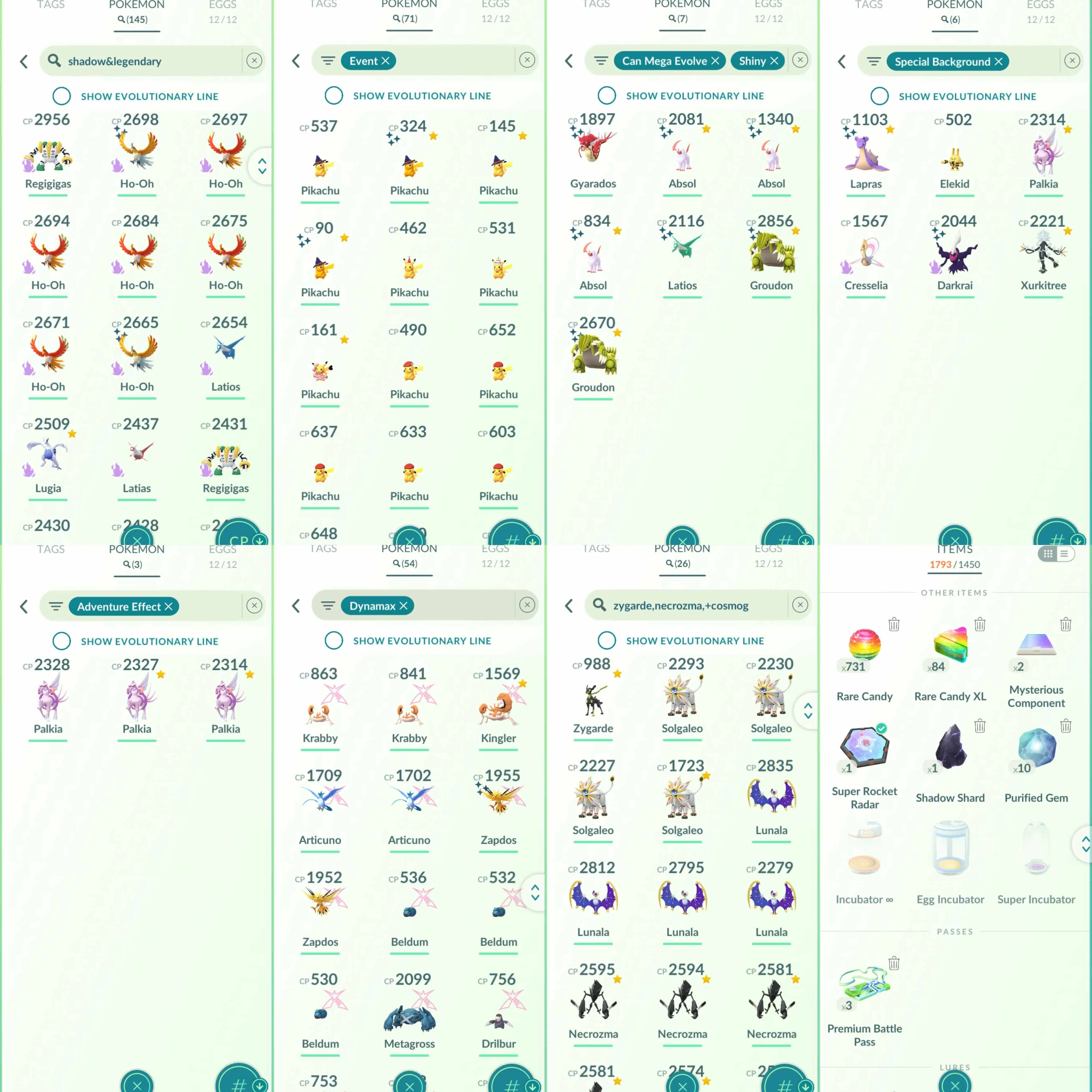 1968 Level 70 Suicune100 Entei100 Shiny DMax Zapdos Shiny Primal Groudon Shiny Mega Latios Shiny Rare Lapras Blanche's Outfit Mystic BG Shiny Shadow Darkrai Go Wild Area 2025 BG Spacial Rend Shiny: Mega Gyarados, Mega Absol.