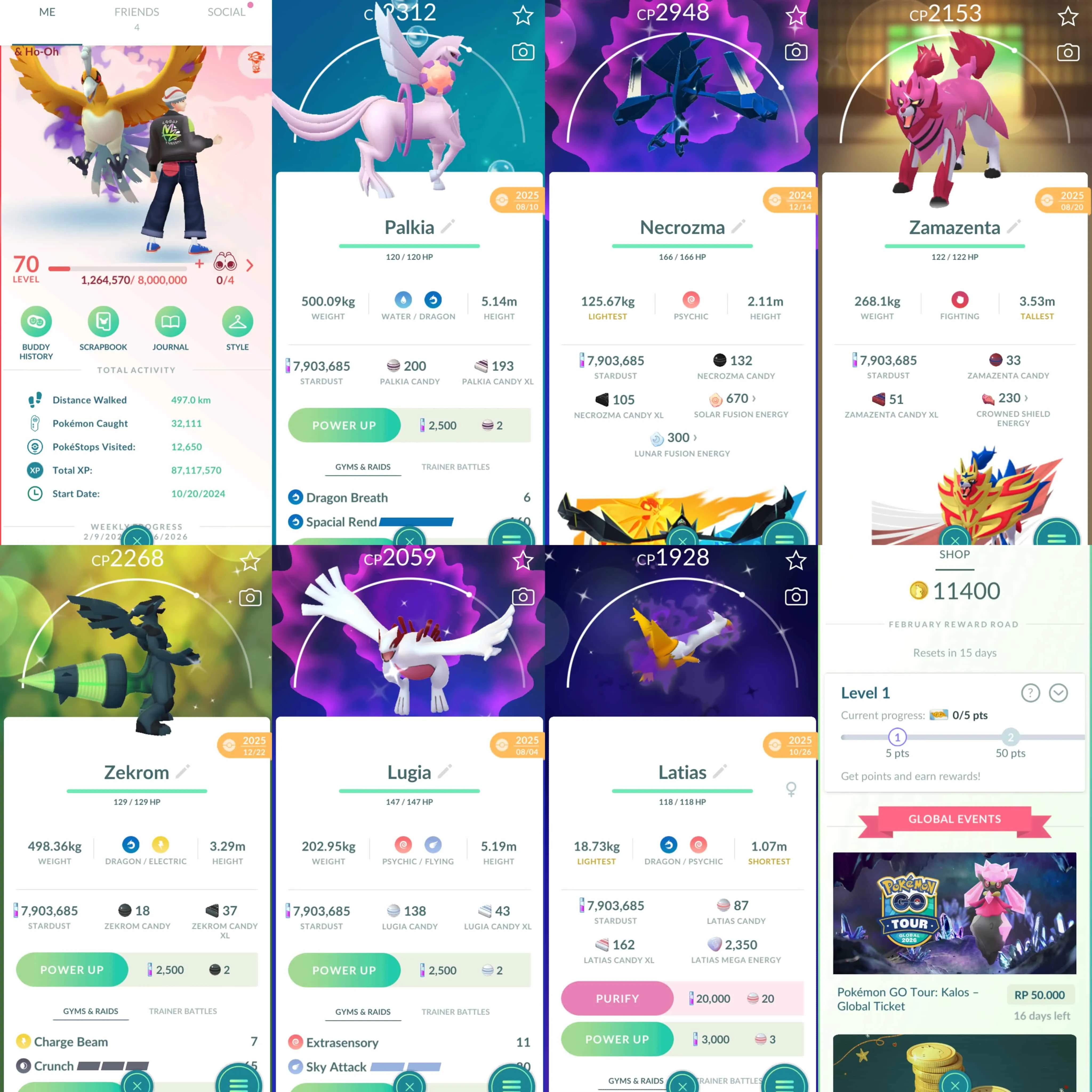 1973 Level 70 Coin11400 Shiny Mega Gyarados Shiny: Lugia, shadow Ho-Oh, shadow Latias, Mesprit, shadow Heatran, shadow Regigigas, Giratina Origin, Giratina Altered, Cobalion, Virizion, Tornadus