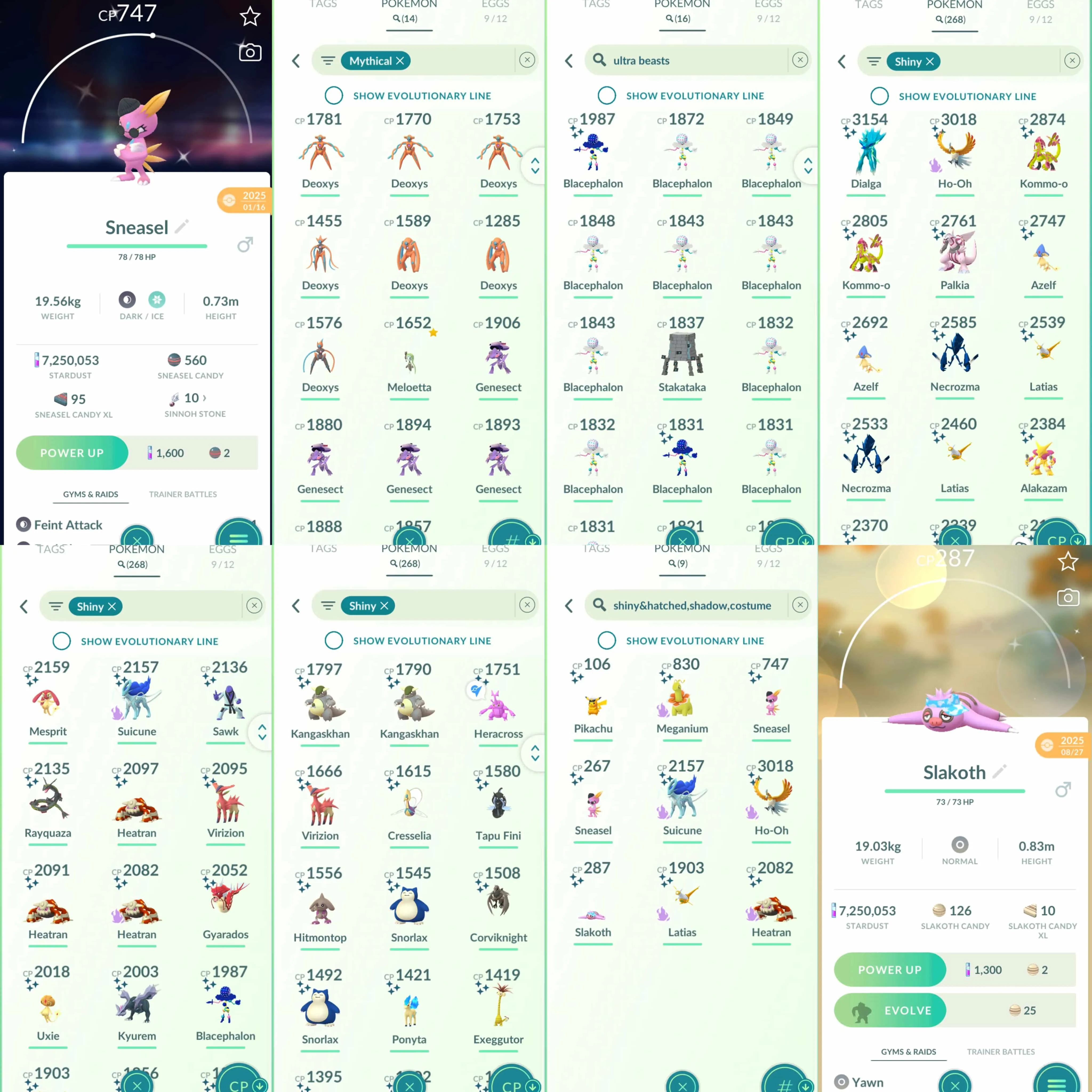 1974 Level 70 Coin10500 Shiny Rayquaza Shiny Mega Heracross Shiny Mega Gyarados Shiny Mega Latias Shiny: shadow Suicune, shadow Ho-Oh, shadow Latias, Uxie, Mesprit, Azelf