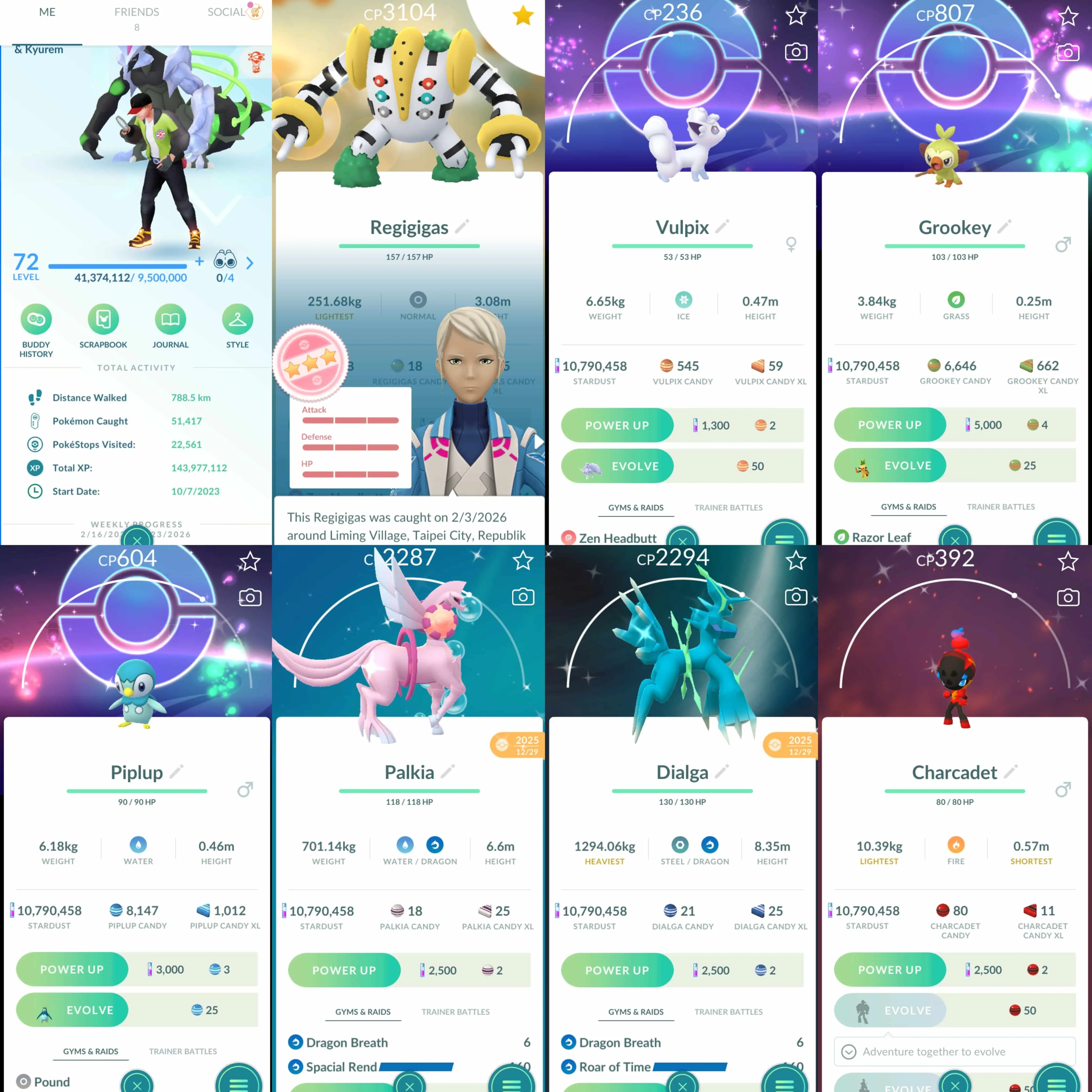 1976 Level 72 Shiny Black Kyurem  Shiny Charcadet Shiny Charizard Shiny Lapras Shiny Palkia Origin Spacial Rend Shiny Dialga Origin Roar of Time Shiny Vulpix BG Shiny Alolan Vulpix BG Shiny Piplup BG Shiny Grookey BG