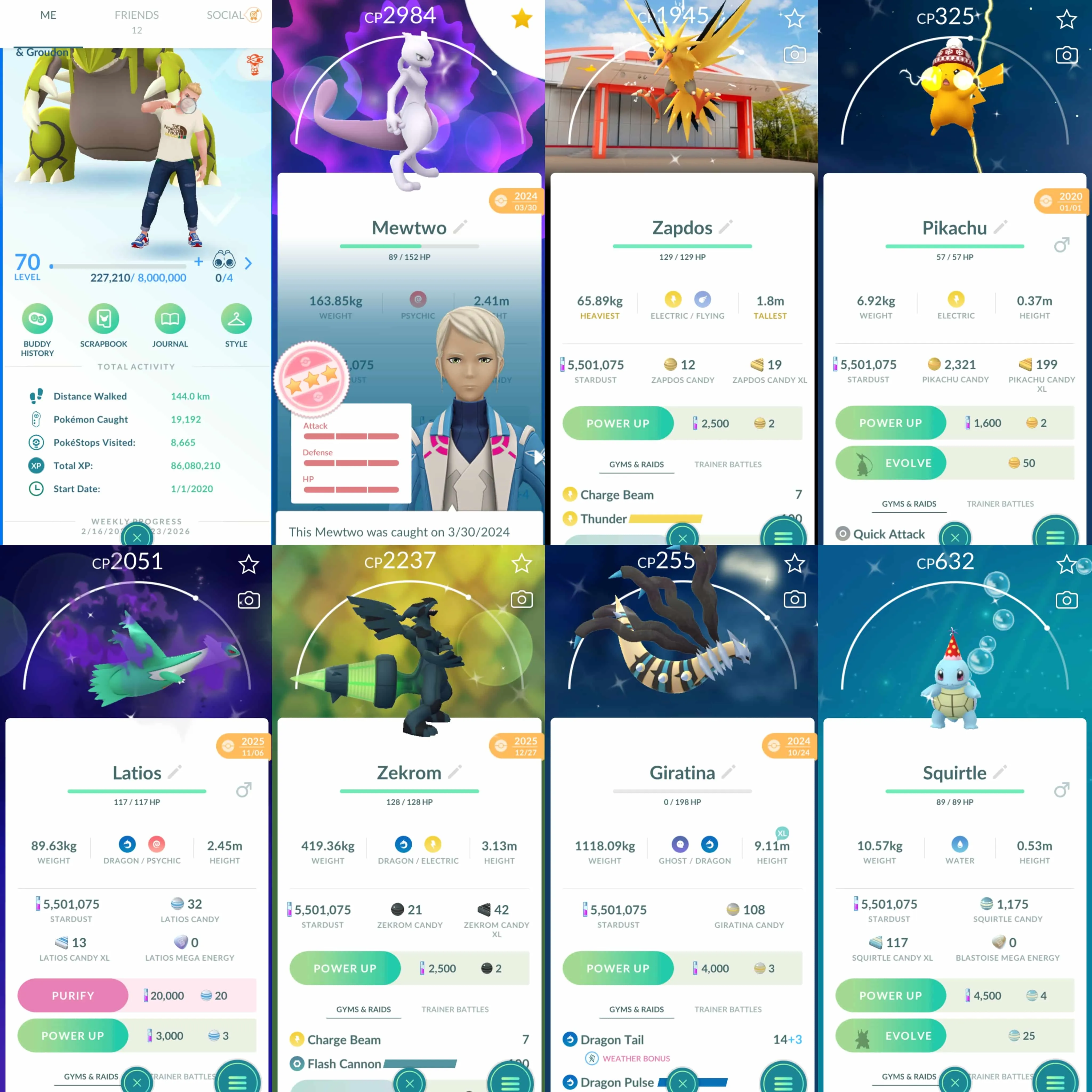 1977 Level 70 2020. Mewtwo100 Lugia100 Cresselia100 Shiny Zapdos Inagi BG Shiny: Zapdos, shadow Latios, Groudon, Giratina, Zekrom, party hat squirtle, holiday attire dedenne.