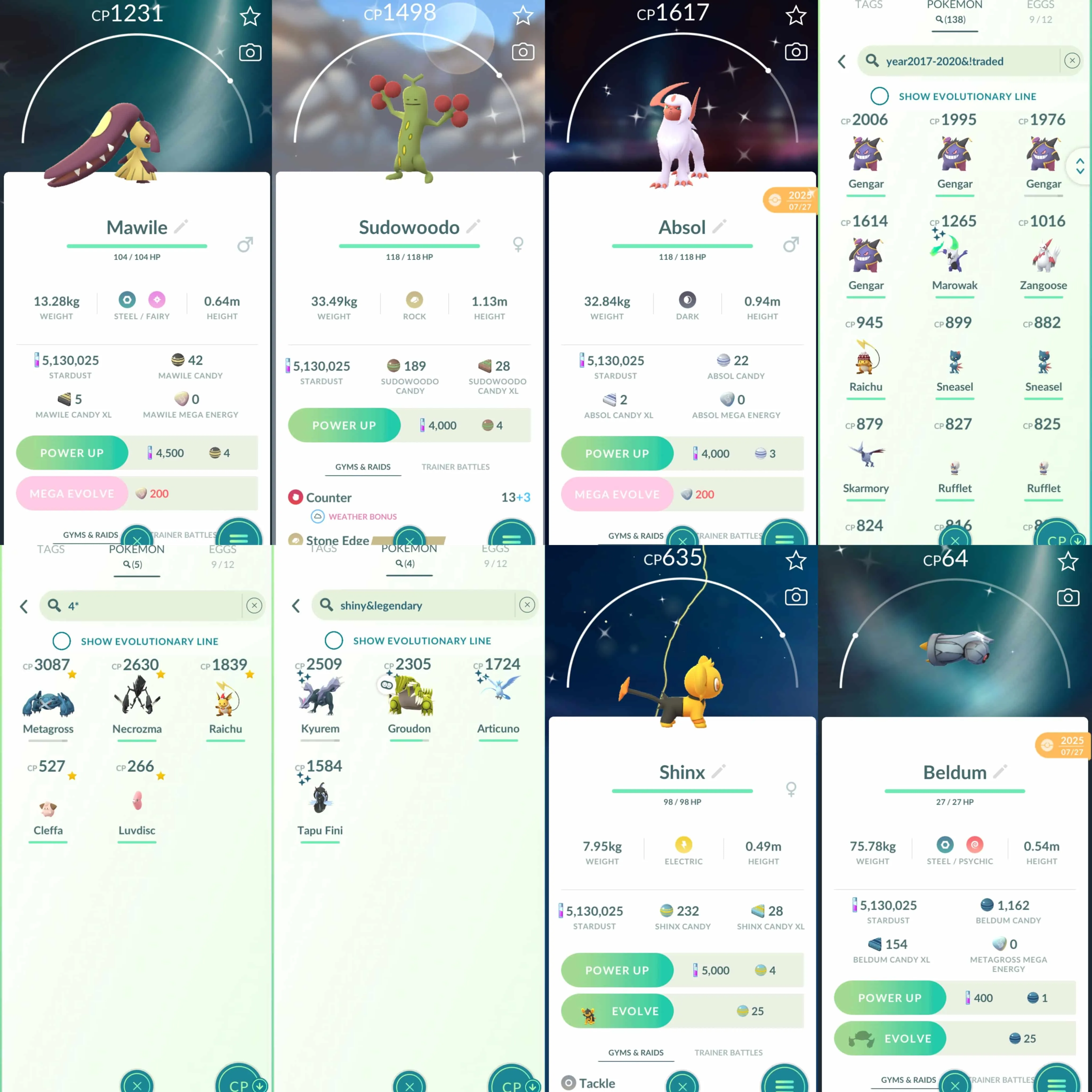 1979 Level 70 2019. Necrozma100 Shiny: Articuno, Groudon, Kyurem, Alolan Marowak, Ditto, Beldum.  GMax Blastoise Dark Skies BG  Zygarde Cosmog Mega Diance  Master Ball