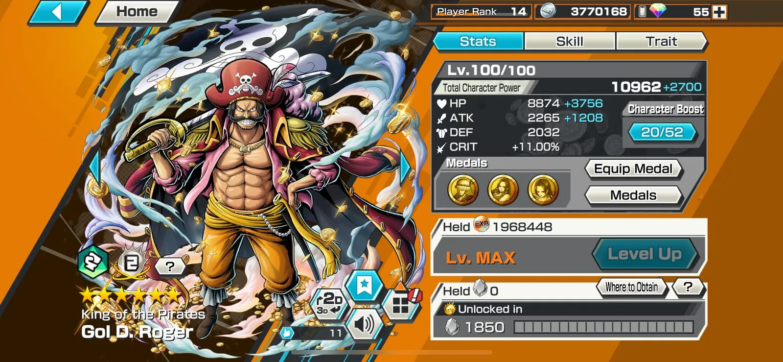 BR921🔥SOLO FRESH🔥3 EX META MAX🔥ODEN MAX🔥GOLD D ROGER MAX🔥NEWGATE MAX🔥JABRA MAX🔥GOOD MEDAL🔥SOLO FRESH🔥MANY MEDAL MATERIAL